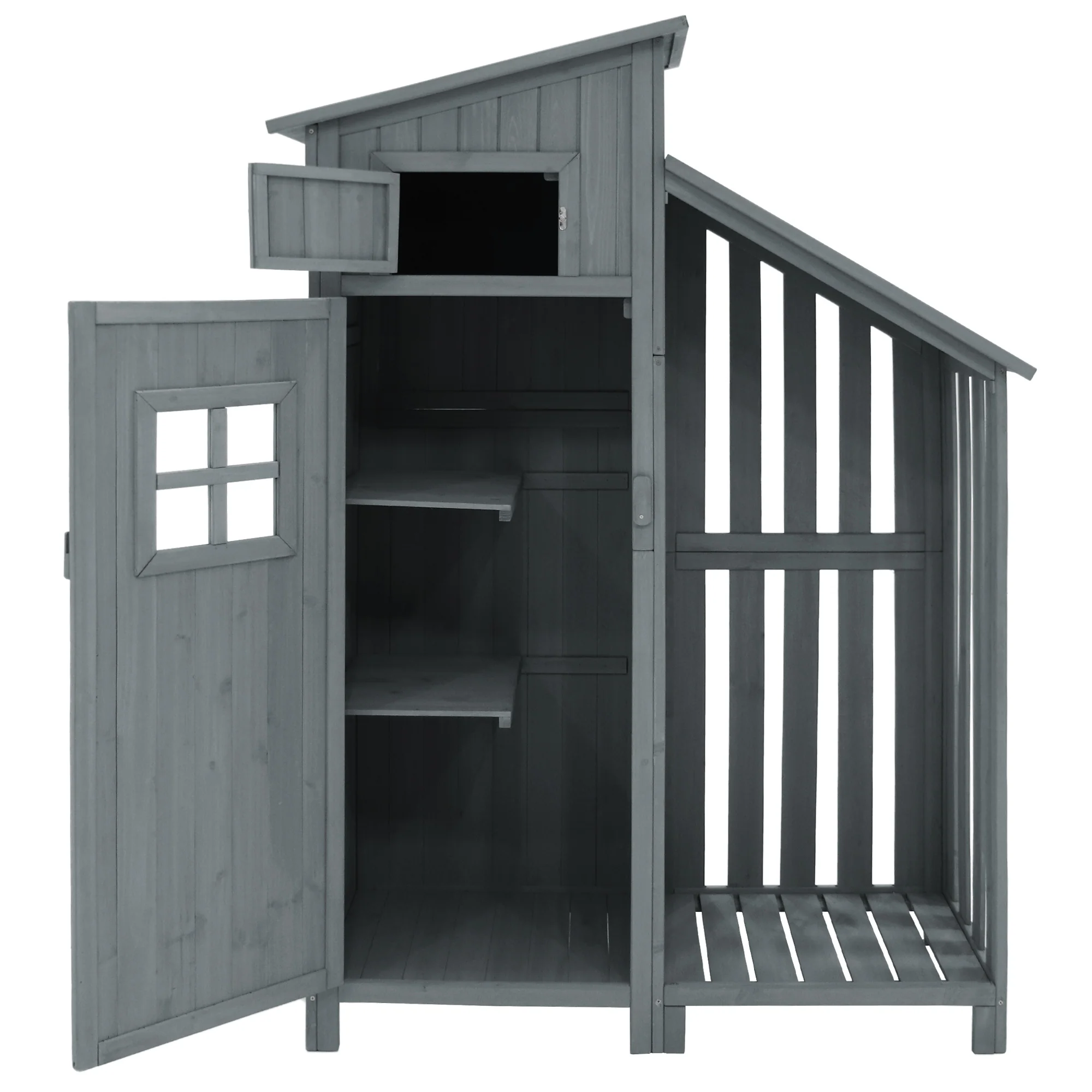 Garden Shed Storage Cabinet Wooden for Small Gardens Grey - Image 3
