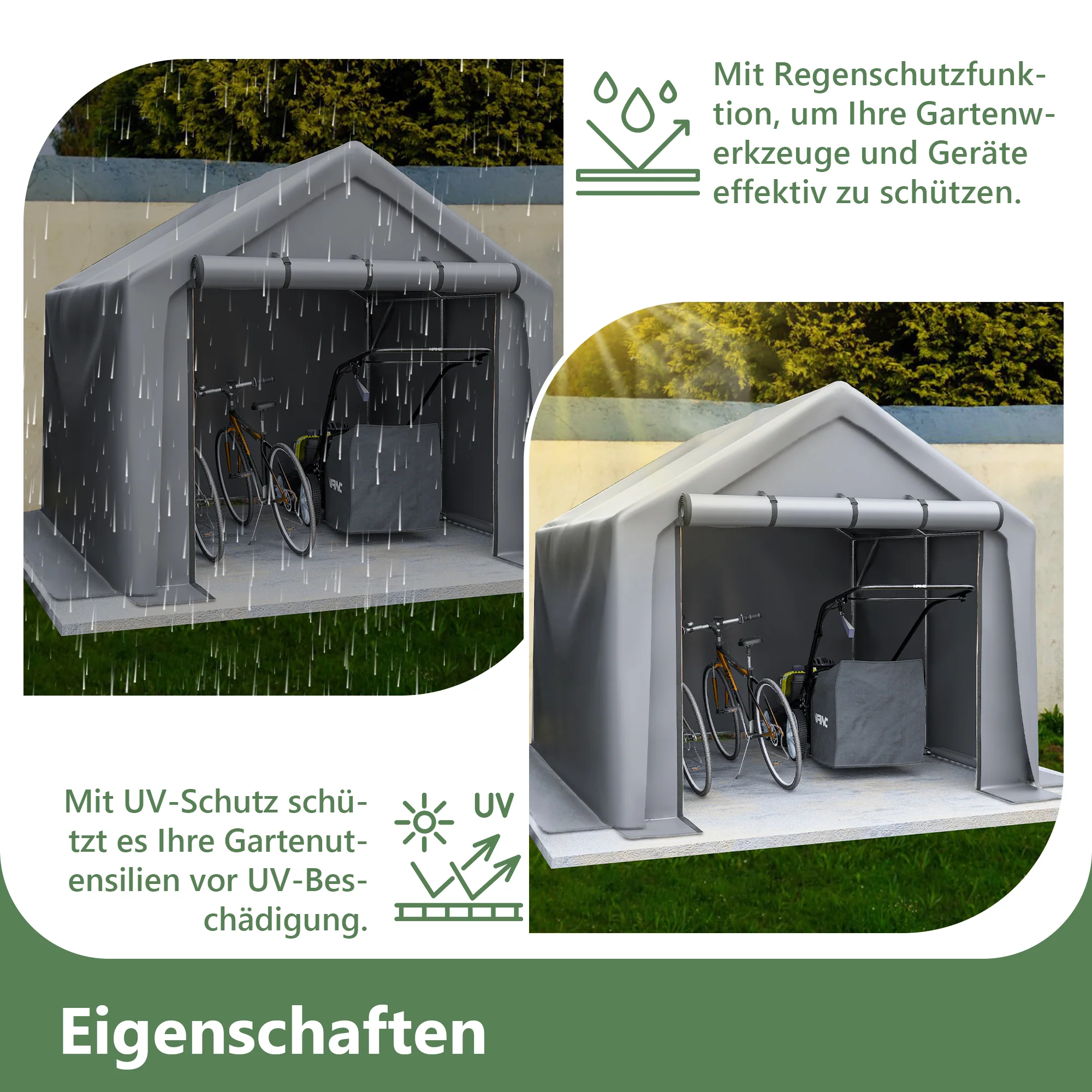 Garden Shed Storage Garage Bicycle Tool Tent 244x241x217cm Dark Grey - Image 3
