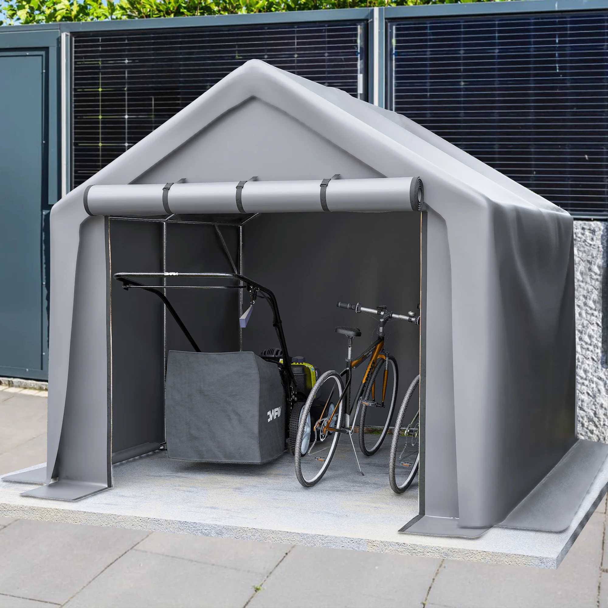 Garden Shed Storage Garage Bicycle Tool Tent 244x241x217cm Dark Grey - Image 6
