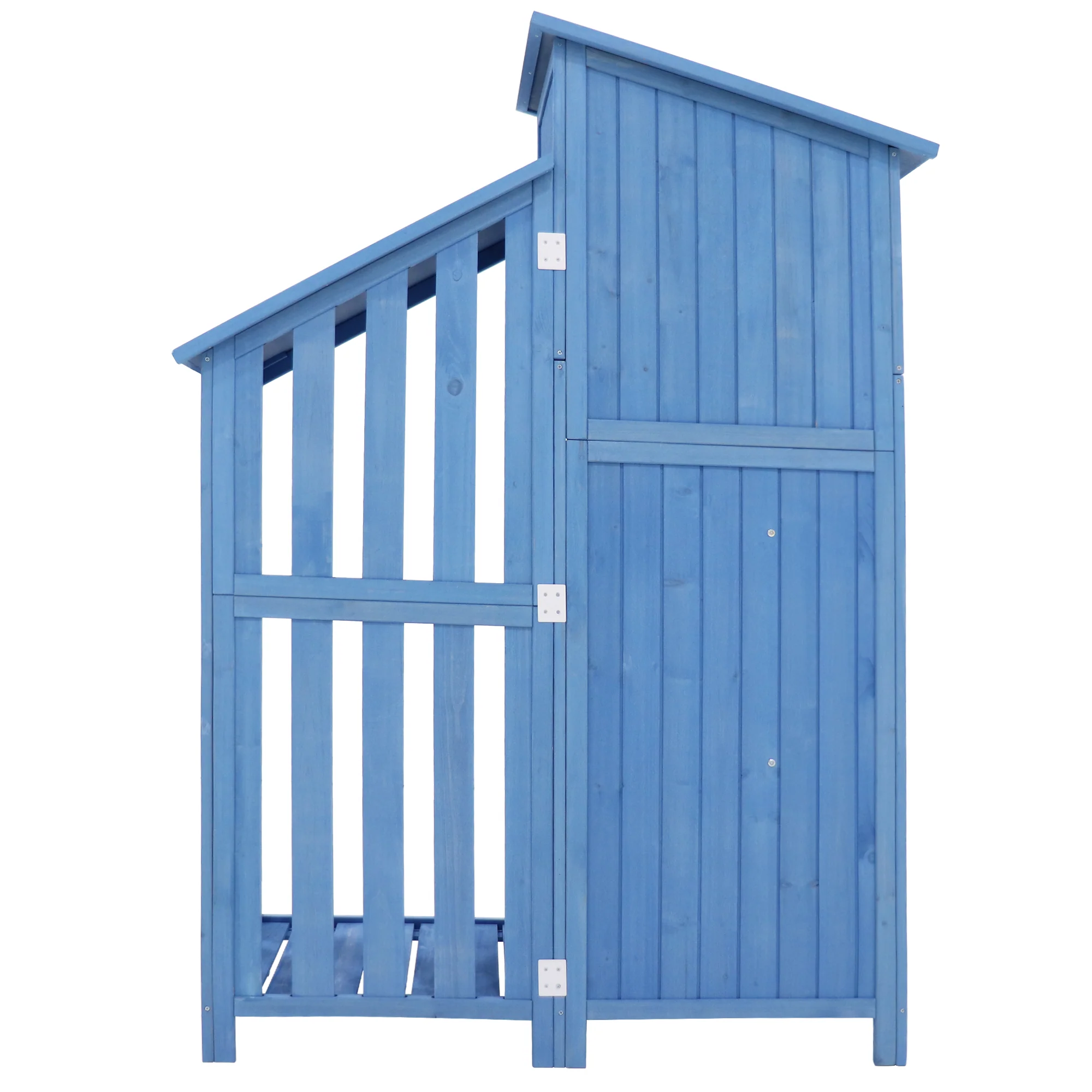 Garden Shed Tool Storage Cabinet 124x46x174 cm for Small Gardens Blue Wood - Image 10