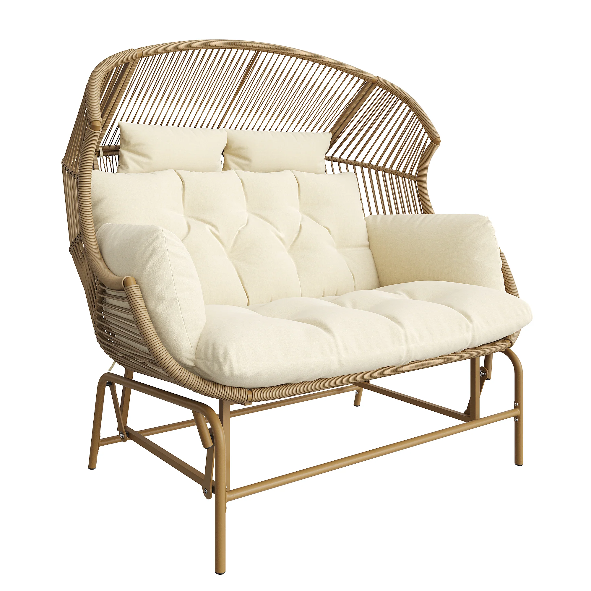Garden Swing Egg Chair Double Outdoor Patio for Two Wood Color - Image 6