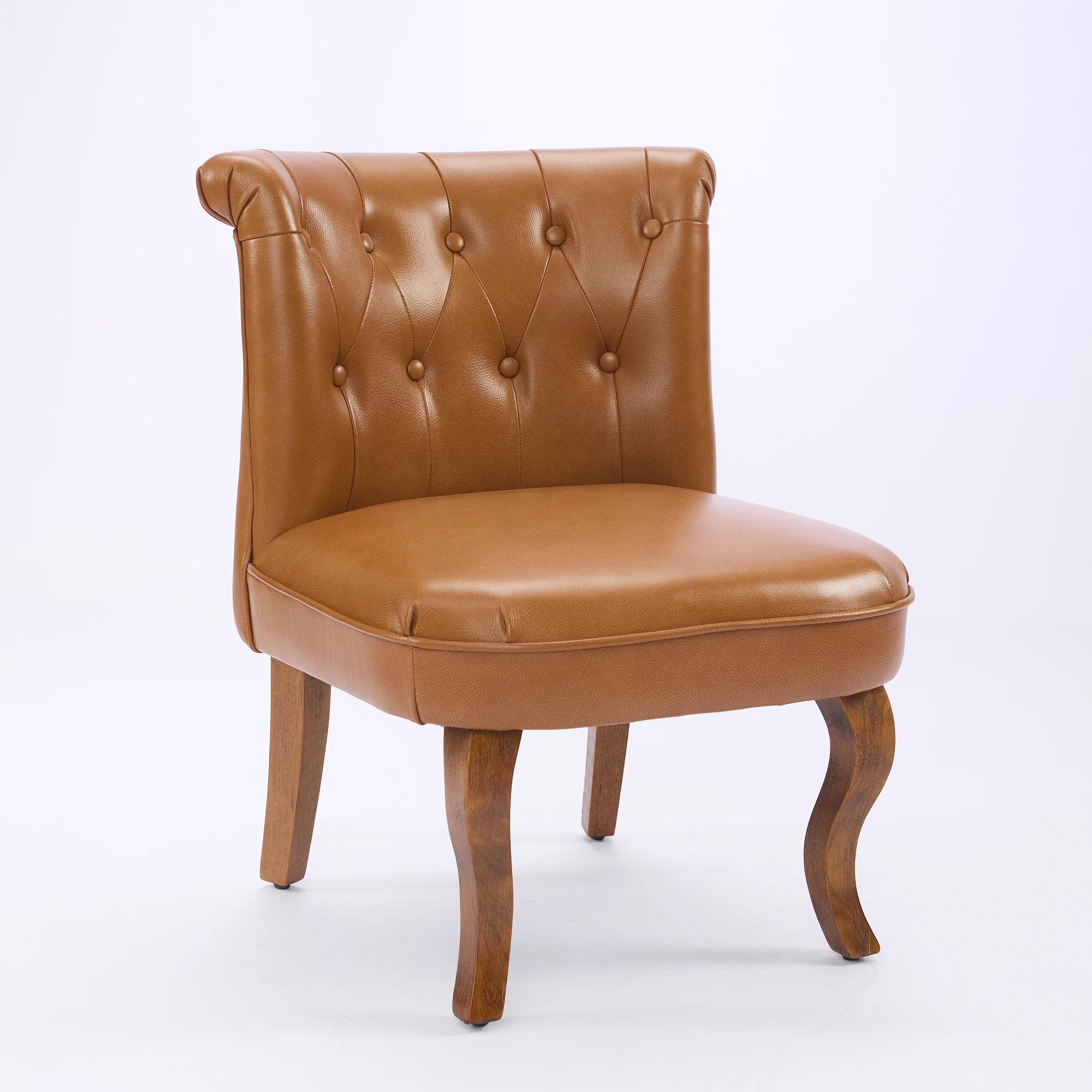 Genuine Leather Lounge Chair Solid Rubberwood Legs - Light Brown - Image 2