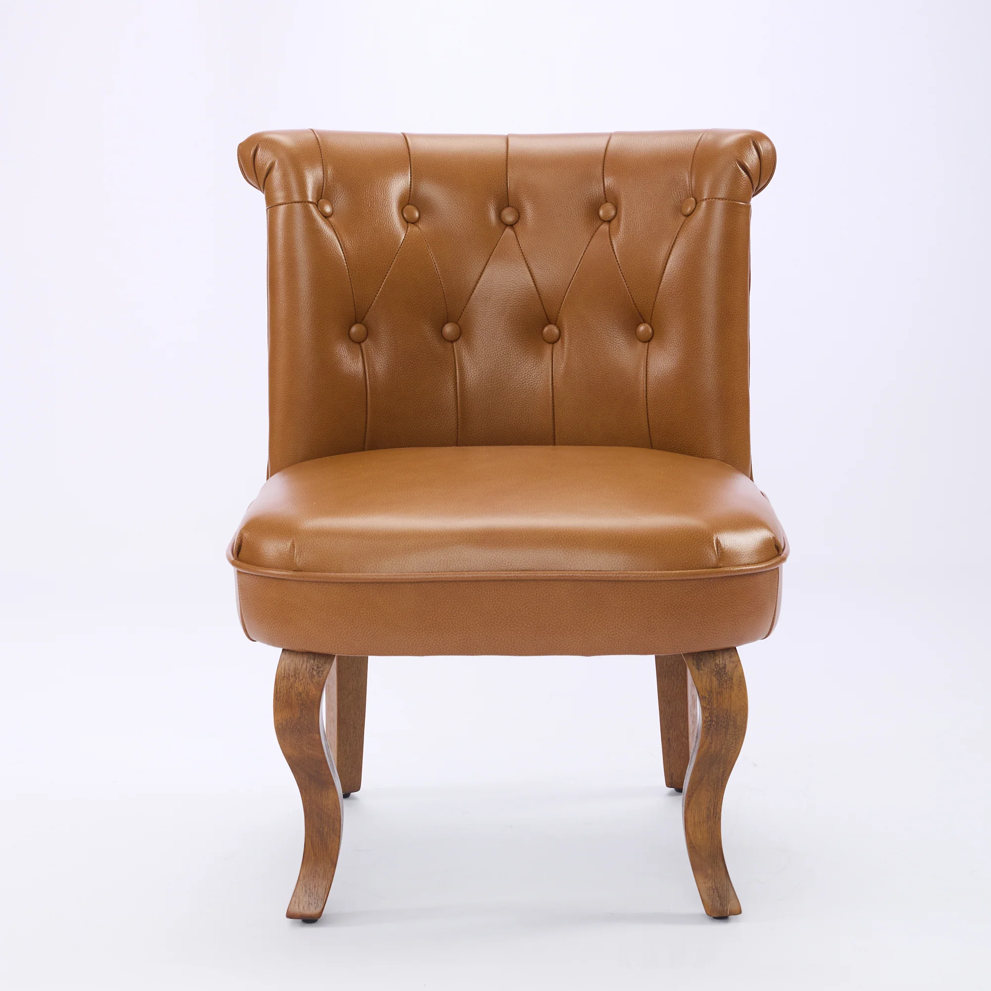 Genuine Leather Lounge Chair Solid Rubberwood Legs - Light Brown - Image 3
