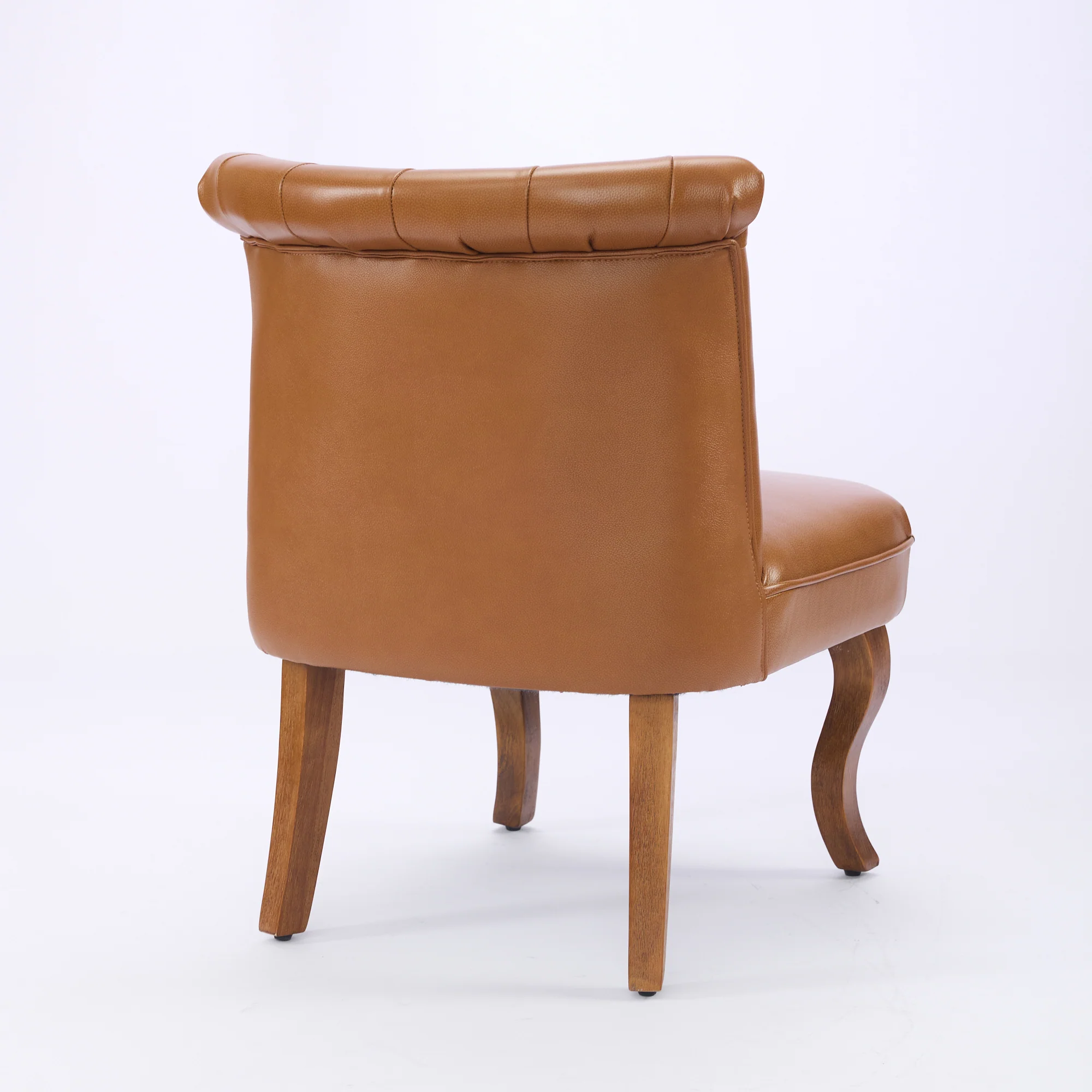 Genuine Leather Lounge Chair Solid Rubberwood Legs - Light Brown - Image 5