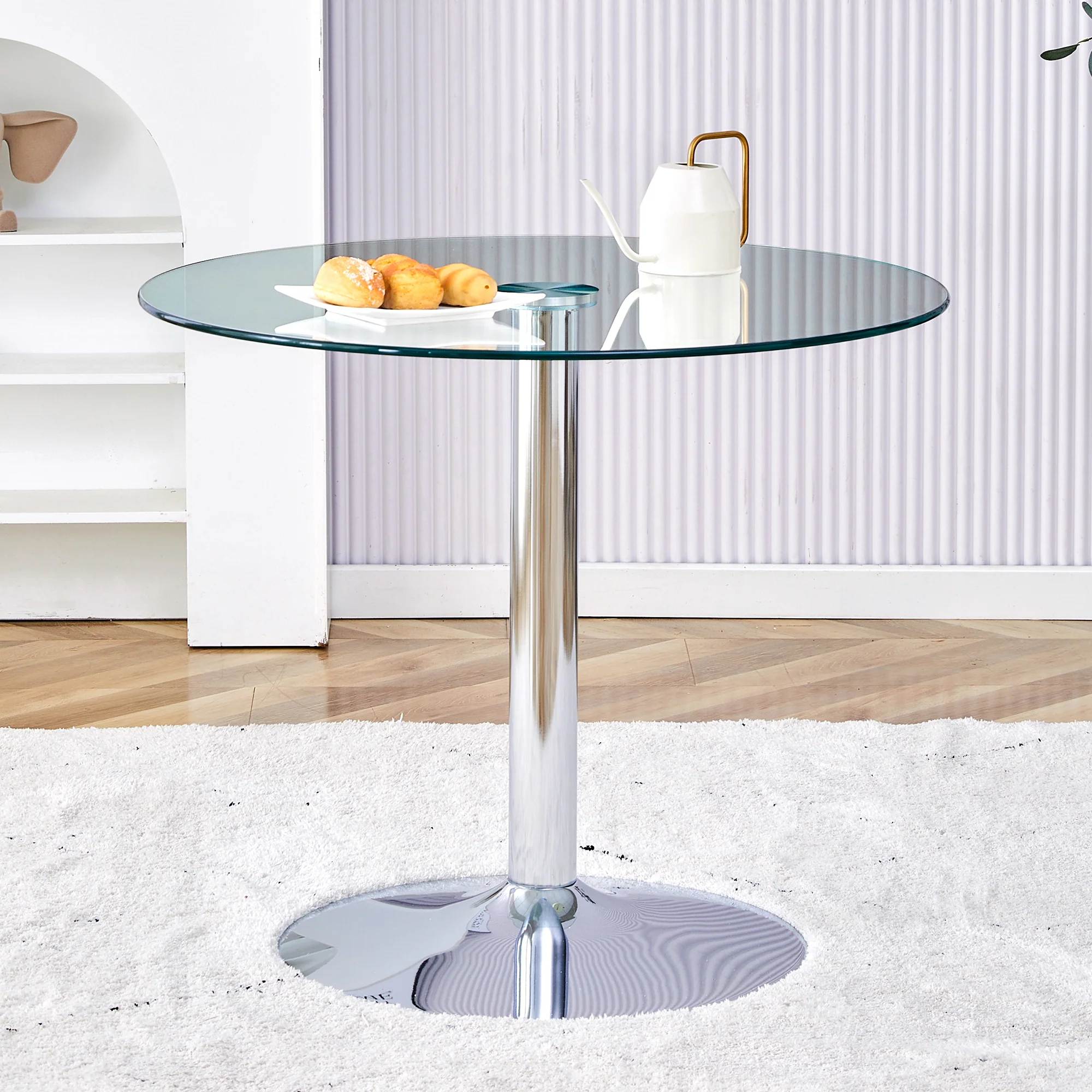 Glass Beam Table Modern Minimalist Round 85cm