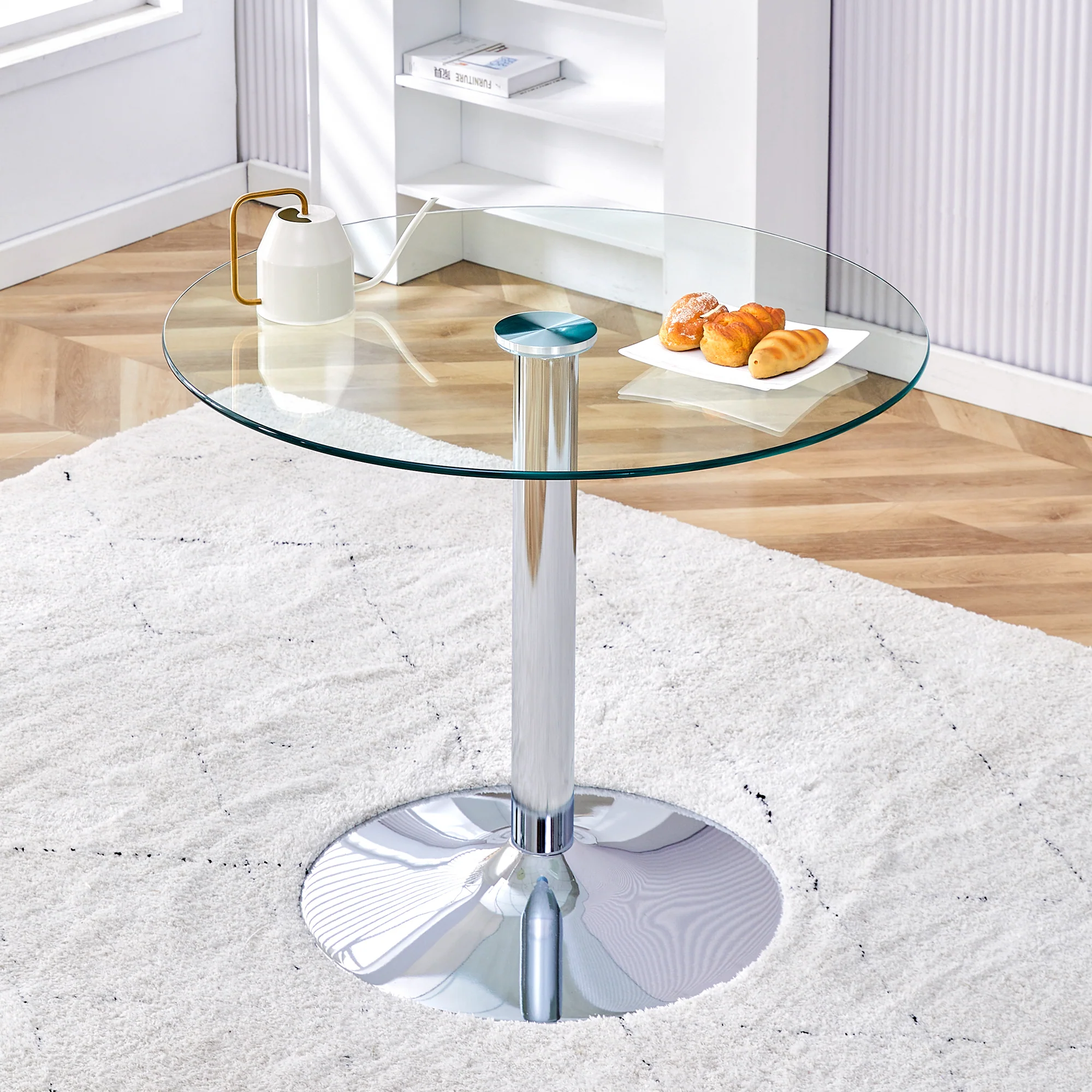 Glass Beam Table Modern Minimalist Round 85cm - Image 2