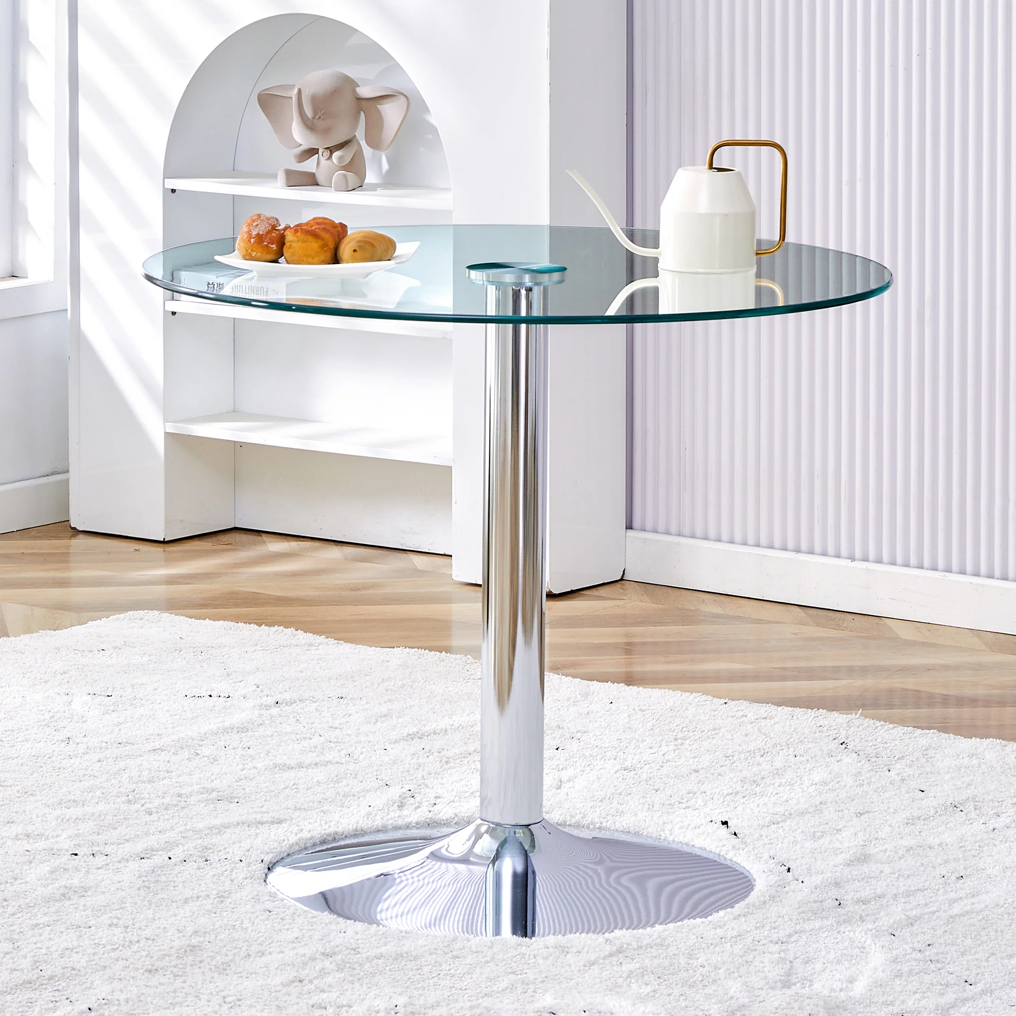 Glass Beam Table Modern Minimalist Round 85cm - Image 3