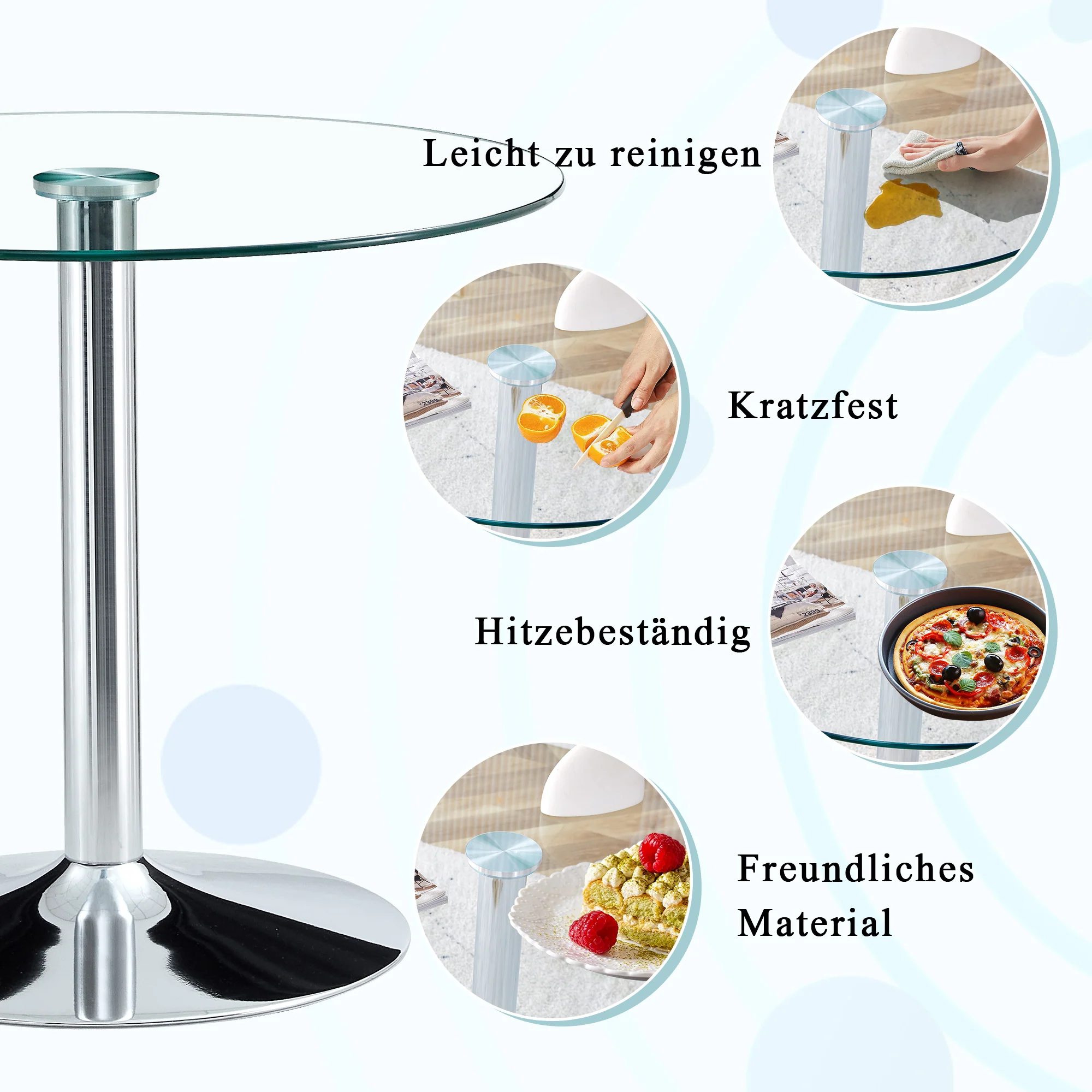 Glass Beam Table Modern Minimalist Round 85cm - Image 5