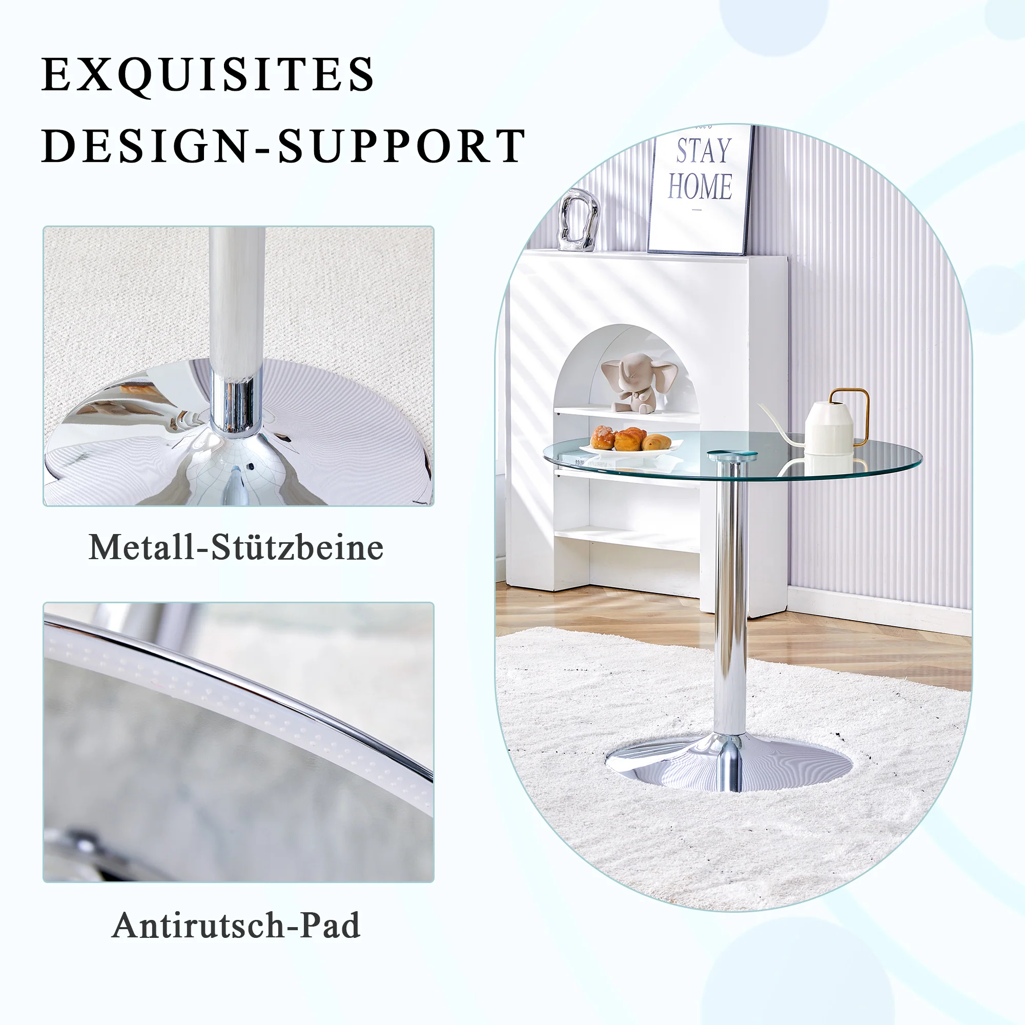 Glass Beam Table Modern Minimalist Round 85cm - Image 7
