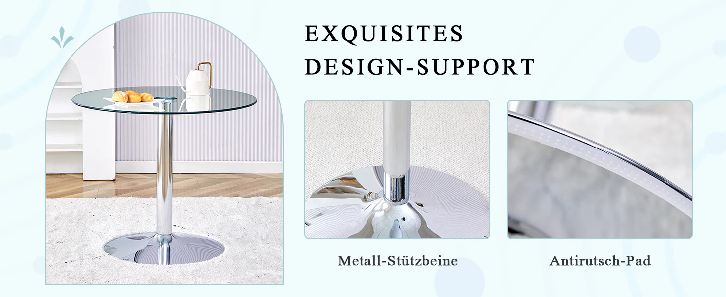 Glass Beam Table Modern Minimalist Round 85cm - Image 9