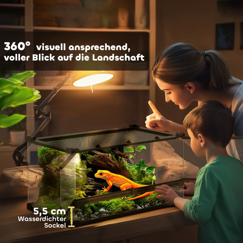 Glass Terrarium for Reptiles, Raised Waterproof Base, Button Lock, Glass - Image 6