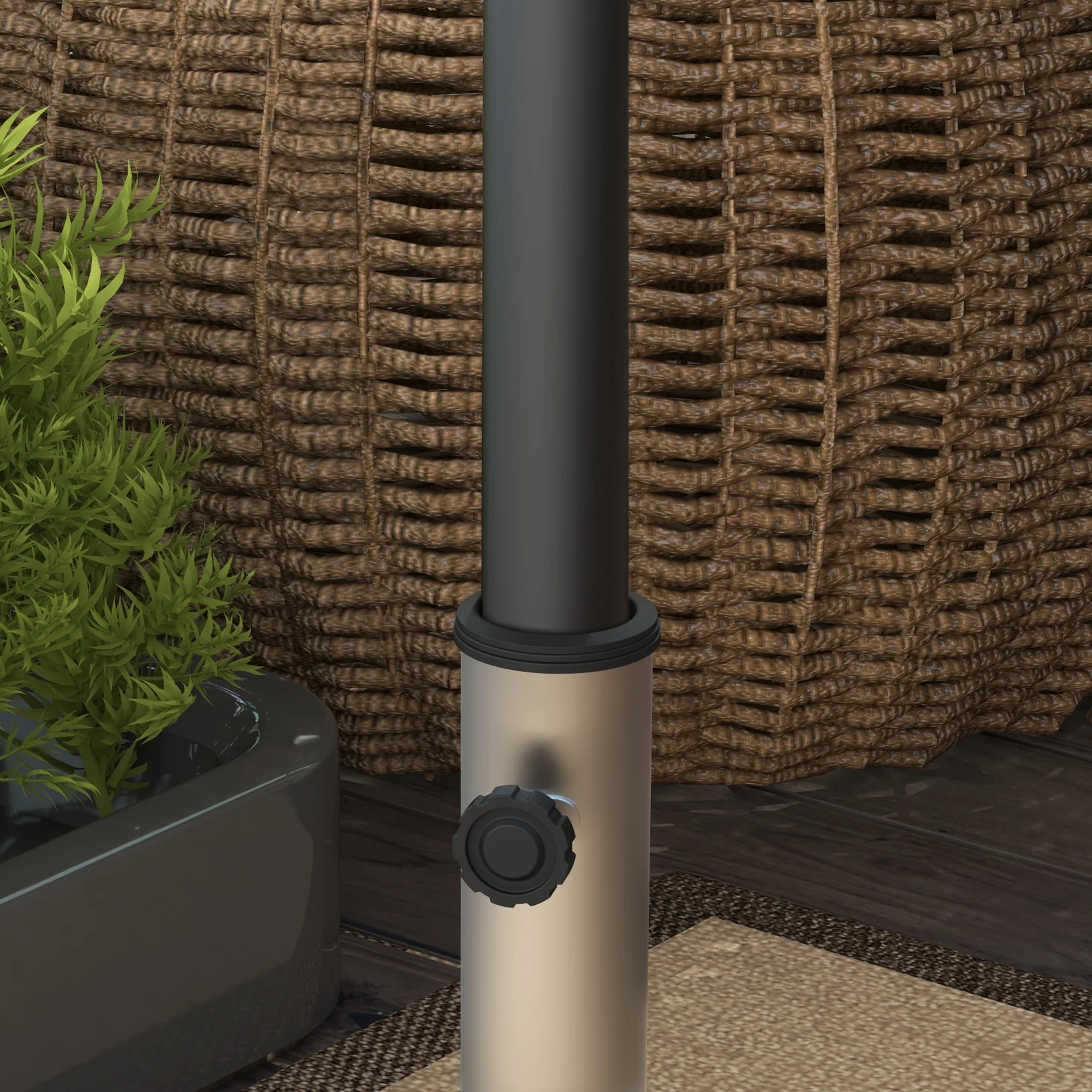Granite Parasol Base, 28kg with Wheels, Pole Diameters 32/38/48mm, Grey - Image 7