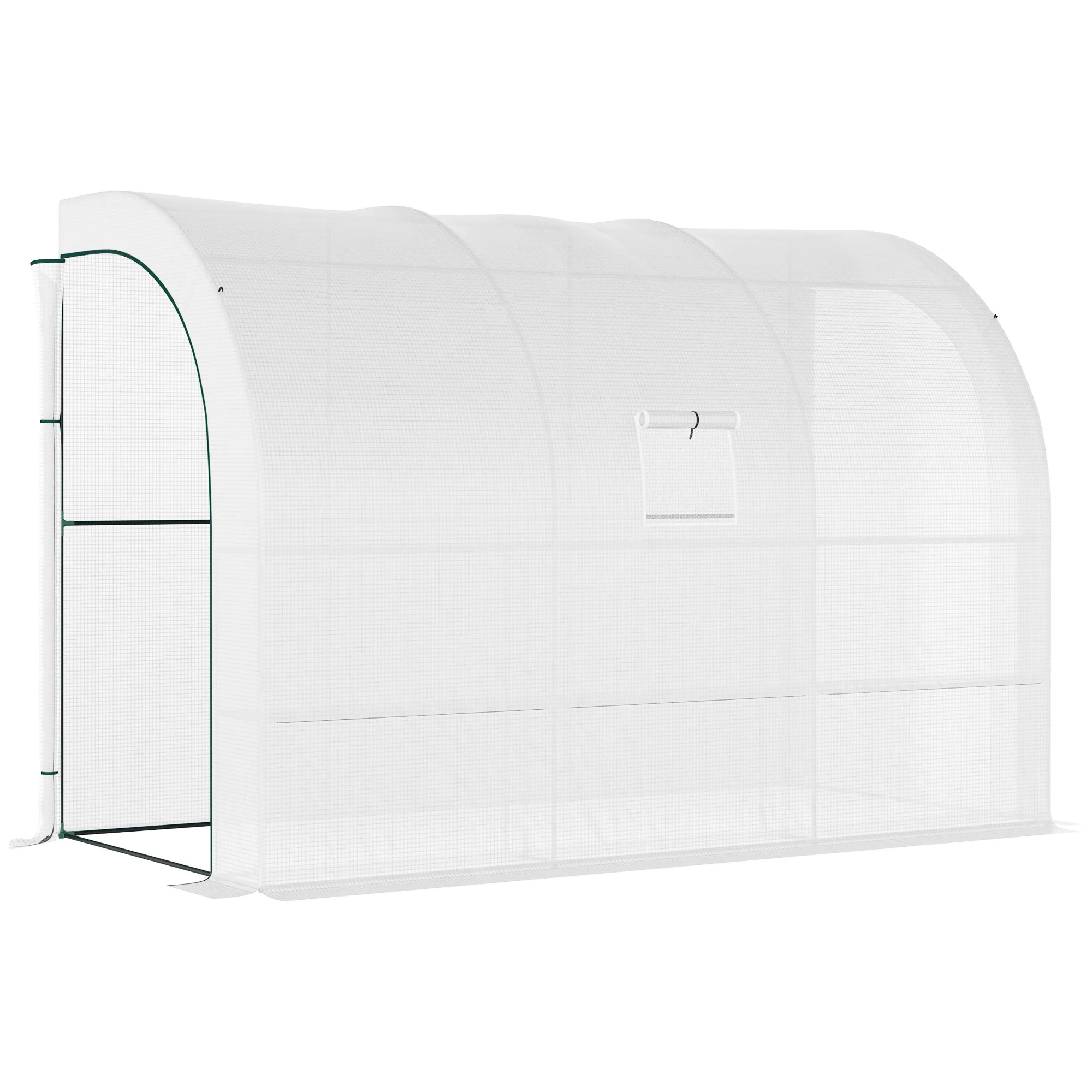 Greenhouse with Shelves, Windows, Winterproof 300x150x213cm Steel Foil, White - Image 2