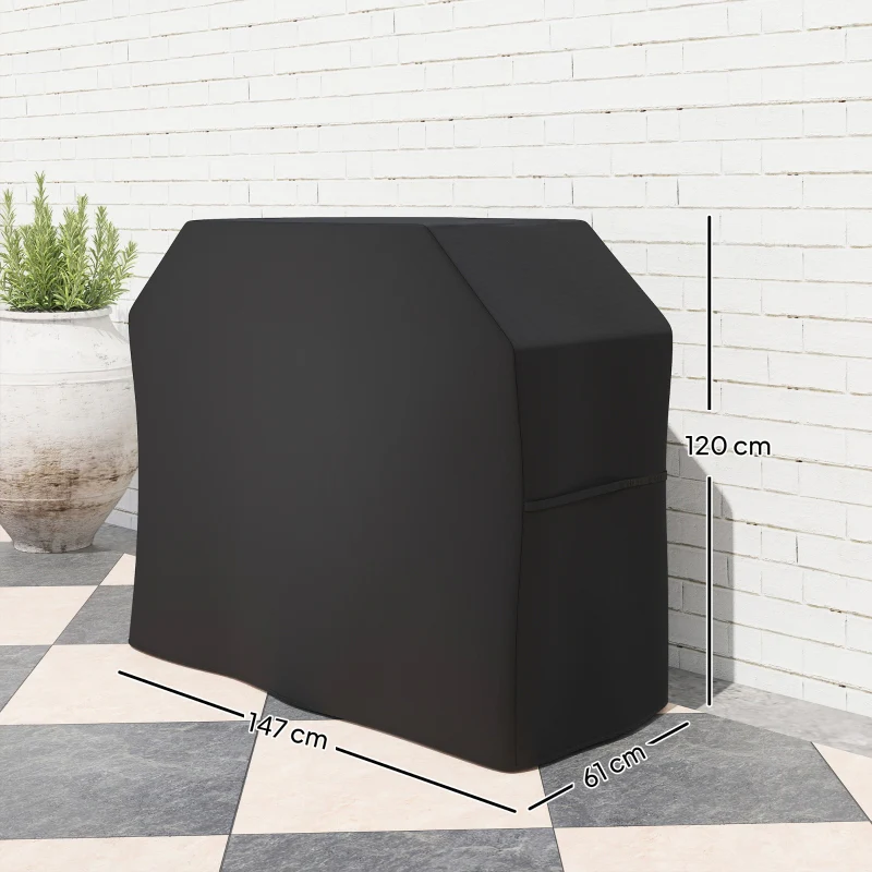 Grill Cover Protective Weatherproof 147x61x120cm - Black - Image 3