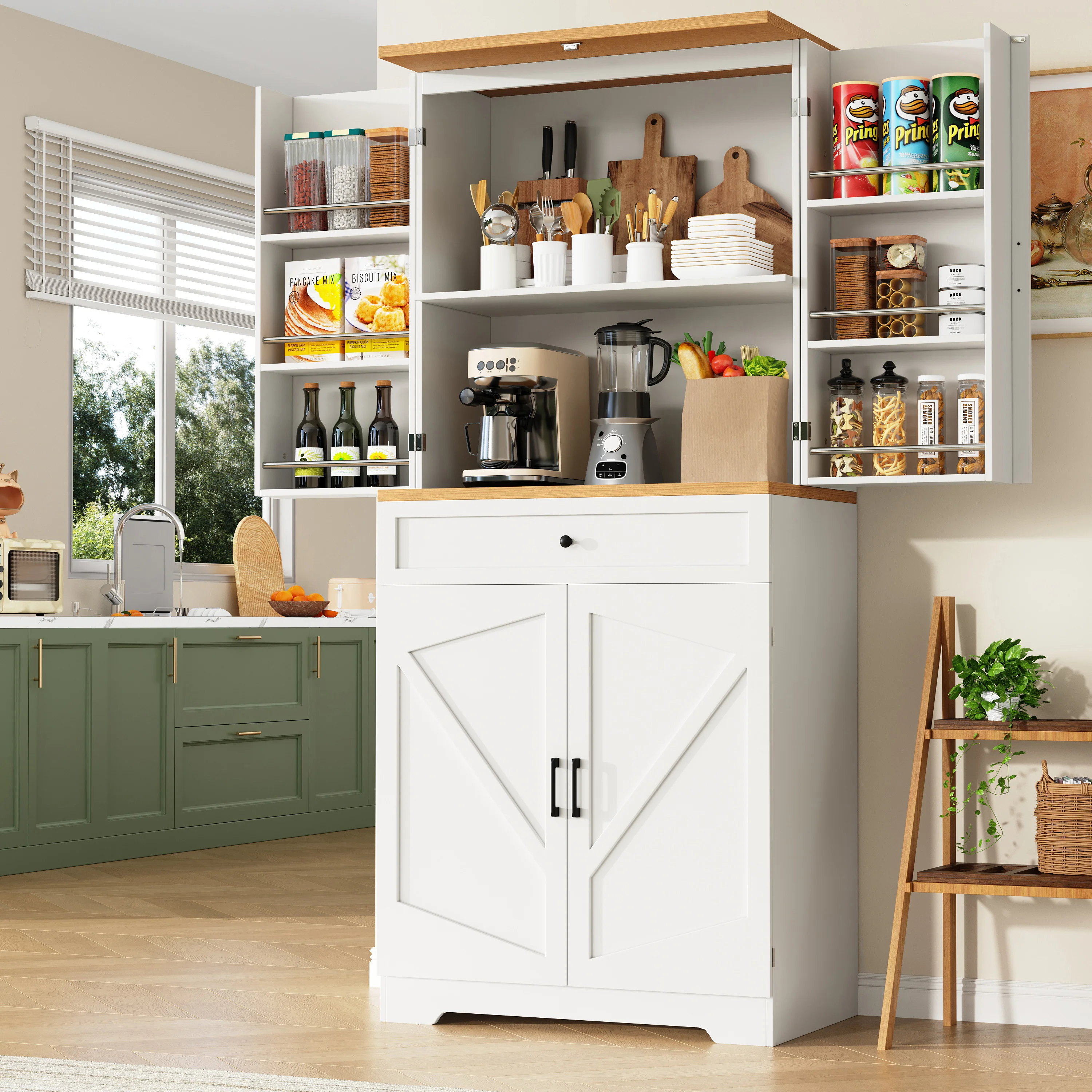 High Kitchen Cabinet 12 Doors & Drawers 80x40x180cm - MDF/Chipboard - Image 2