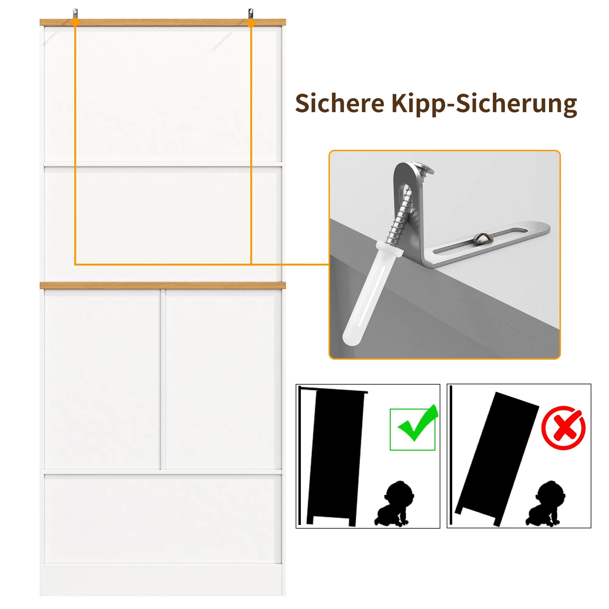 High Kitchen Cabinet 12 Doors & Drawers 80x40x180cm - MDF/Chipboard - Image 7