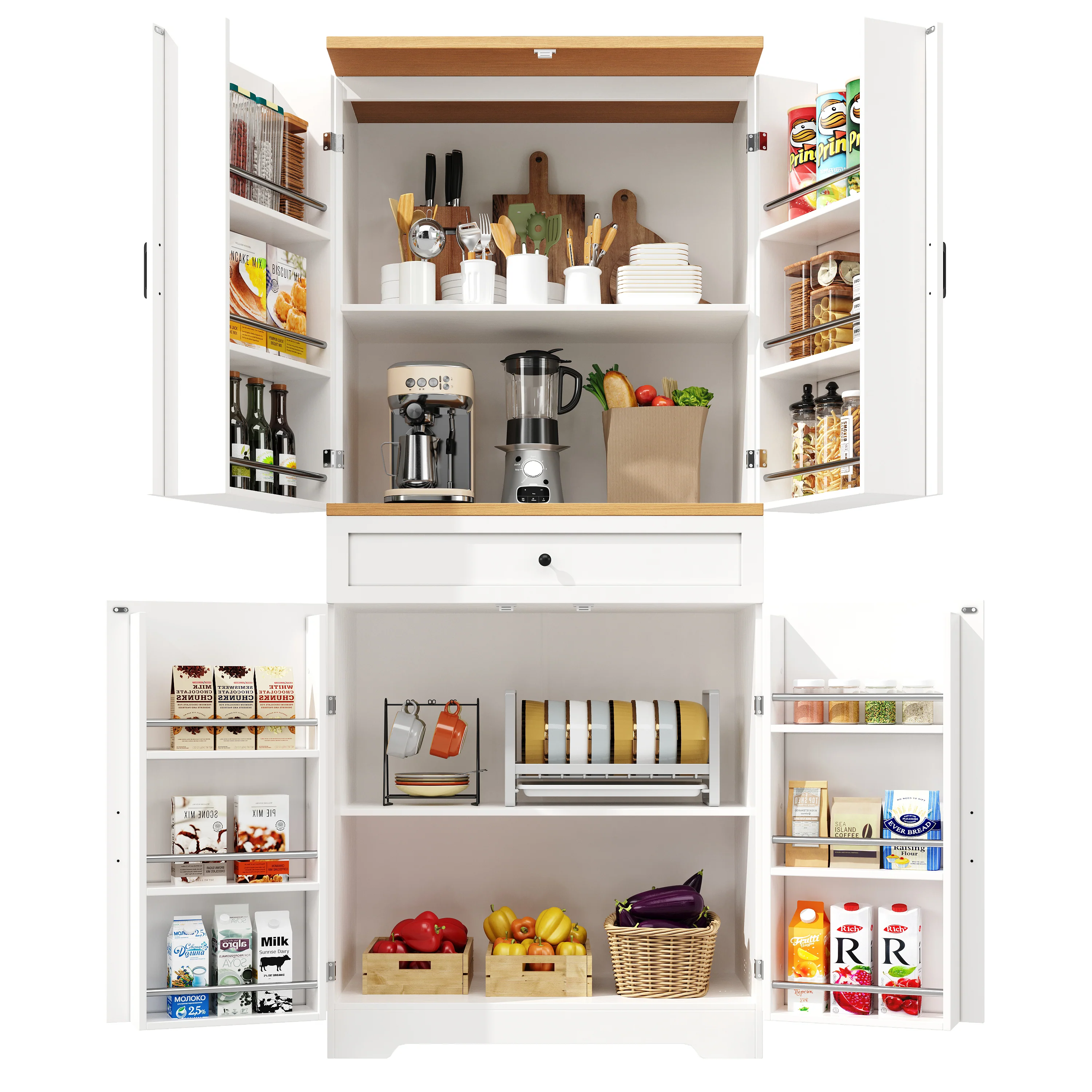 High Kitchen Cabinet 12 Doors & Drawers 80x40x180cm - MDF/Chipboard - Image 9