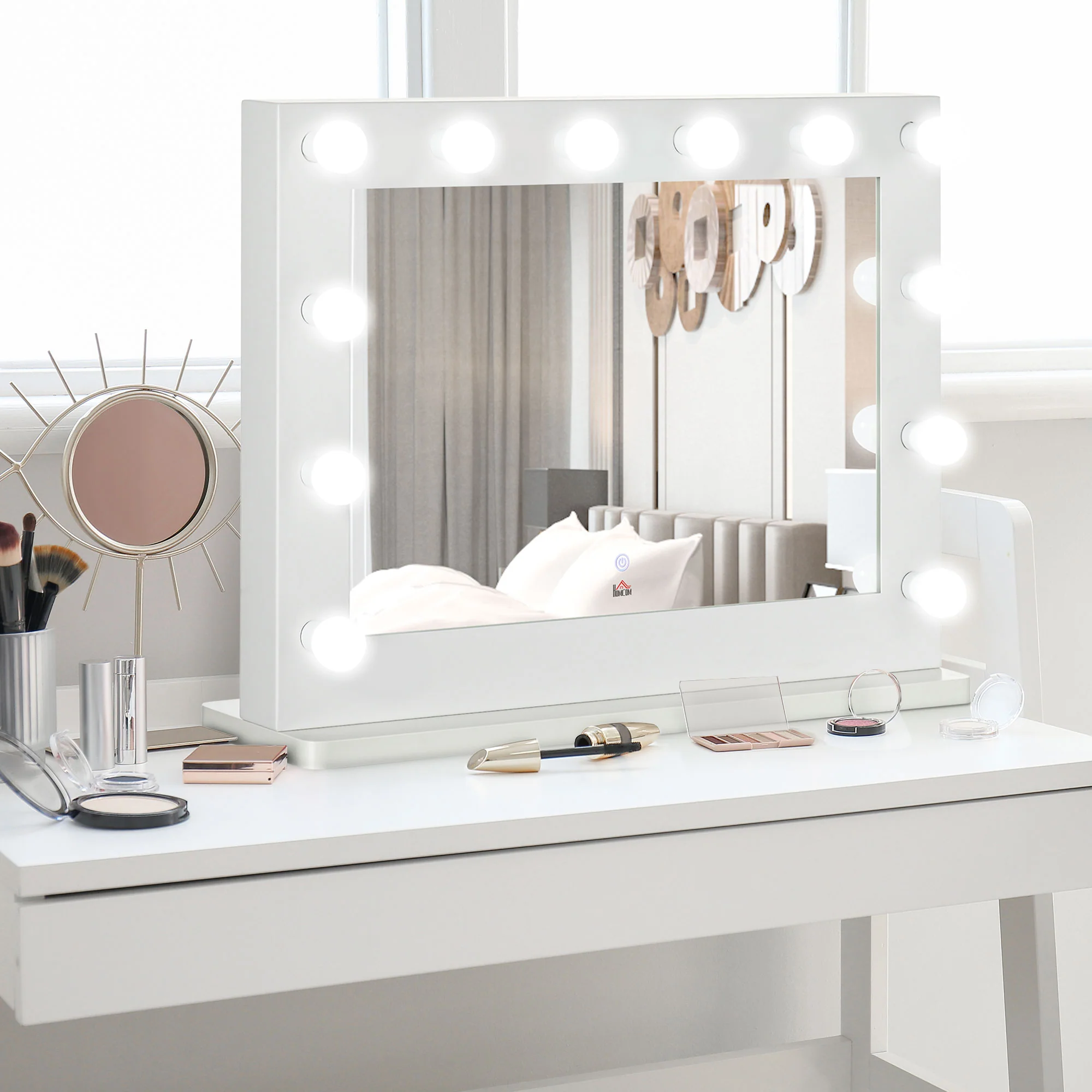 Hollywood Vanity Mirror Illuminated 12 LED Lights 80x60cm, White - Image 2