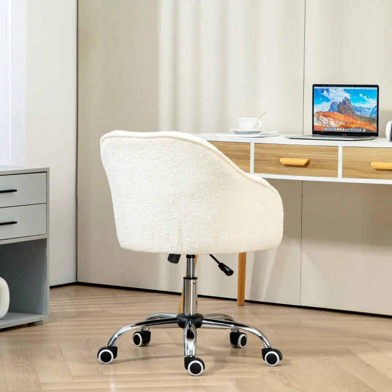 Home office chair, ergonomic desk chair, swivel, height adjustable, rocking function, teddy velvet, cream white - Image 6