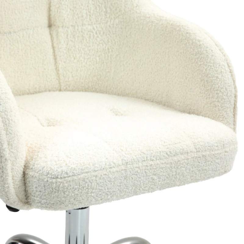 Home office chair, ergonomic desk chair, swivel, height adjustable, rocking function, teddy velvet, cream white - Image 7