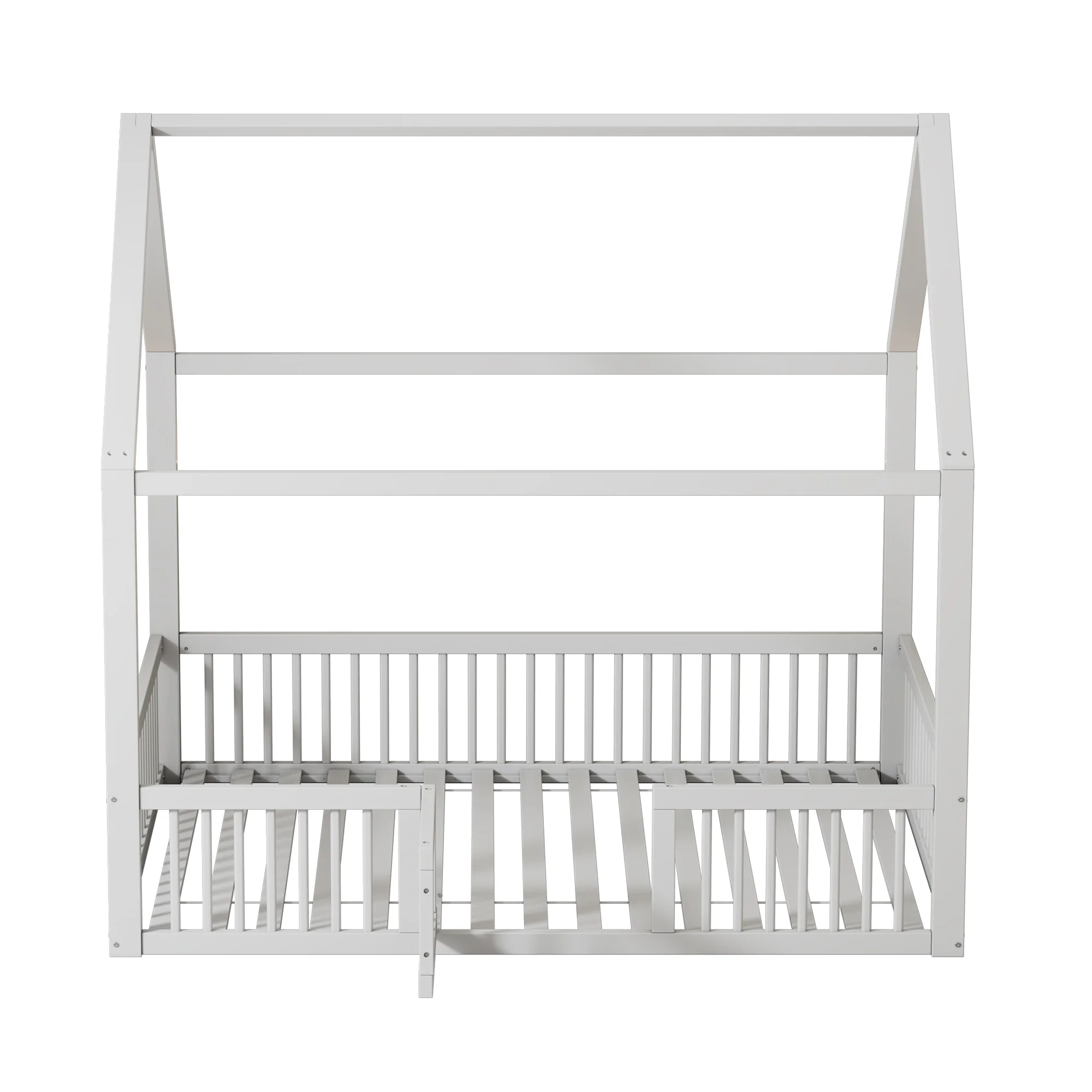 House Bed 140x200cm Double with Door - Solid Wood White - Image 7