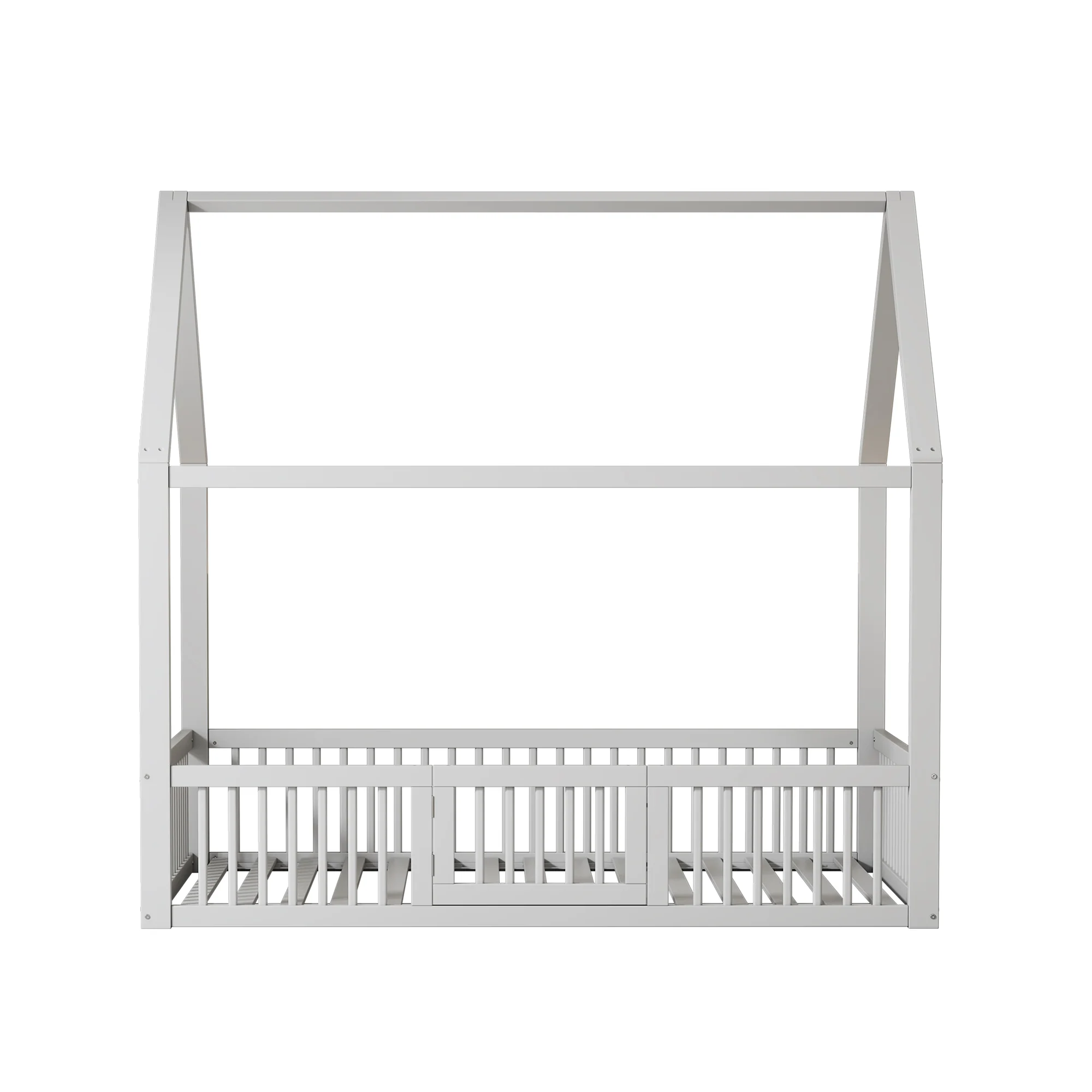House Bed 140x200cm Double with Door - Solid Wood White - Image 8