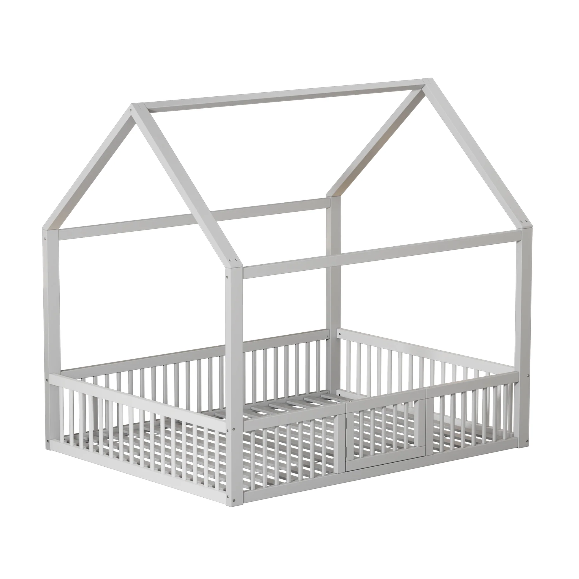 House Bed 140x200cm Double with Door - Solid Wood White - Image 9