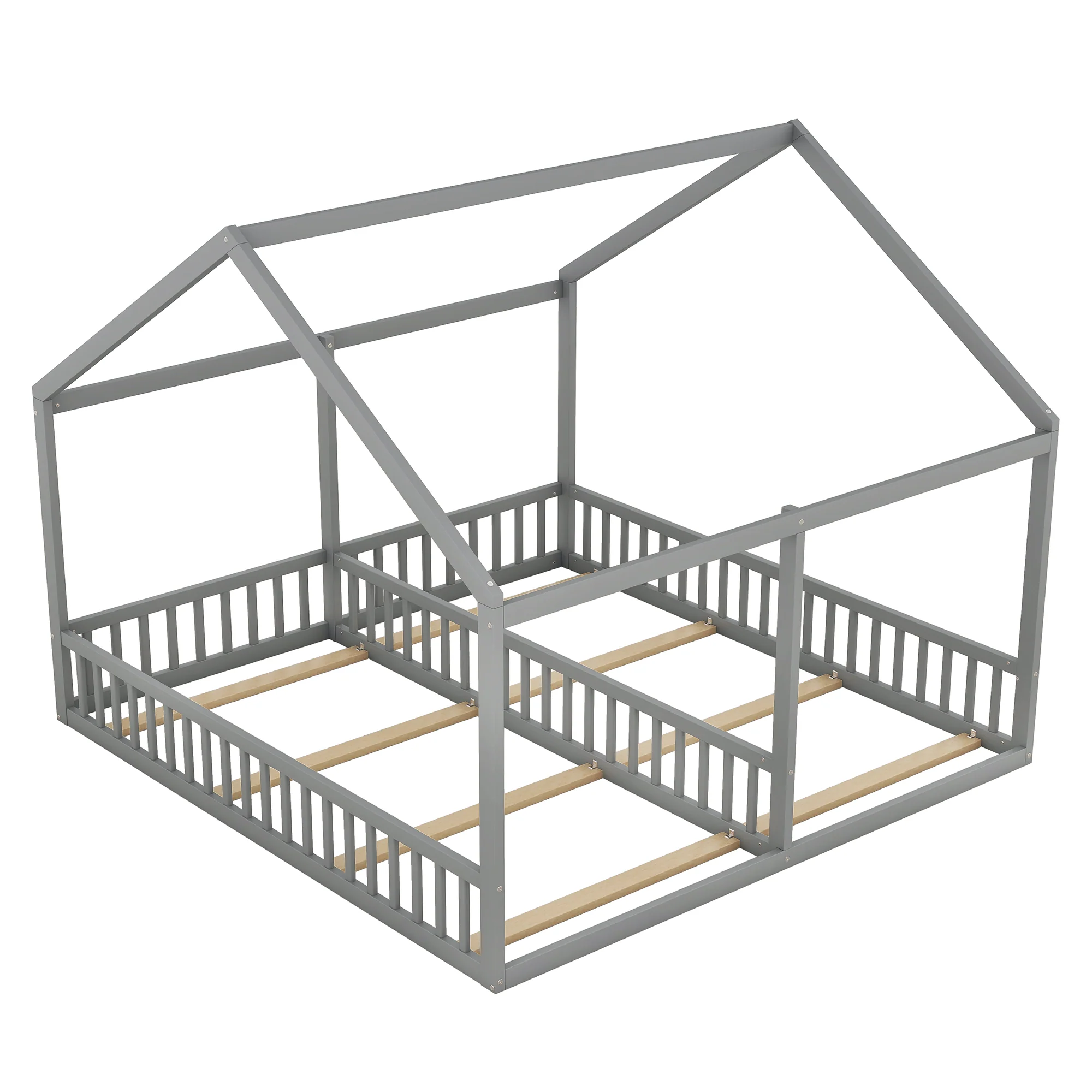 House Bed 90x200cm 2-in-1 Single Bed Grey - Image 7