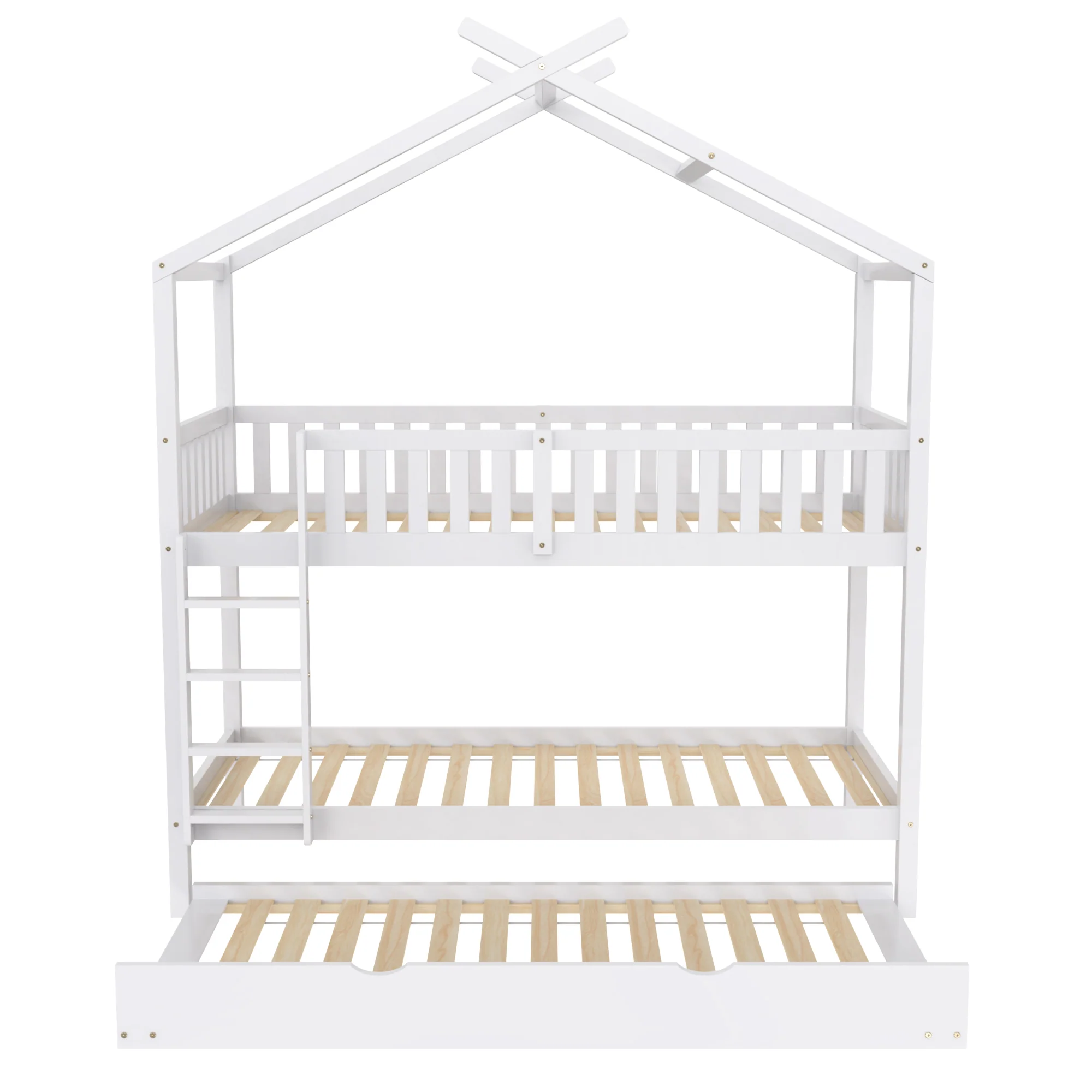 House Bed 90x200cm Triple Extendable Space-Saving - White - Image 10