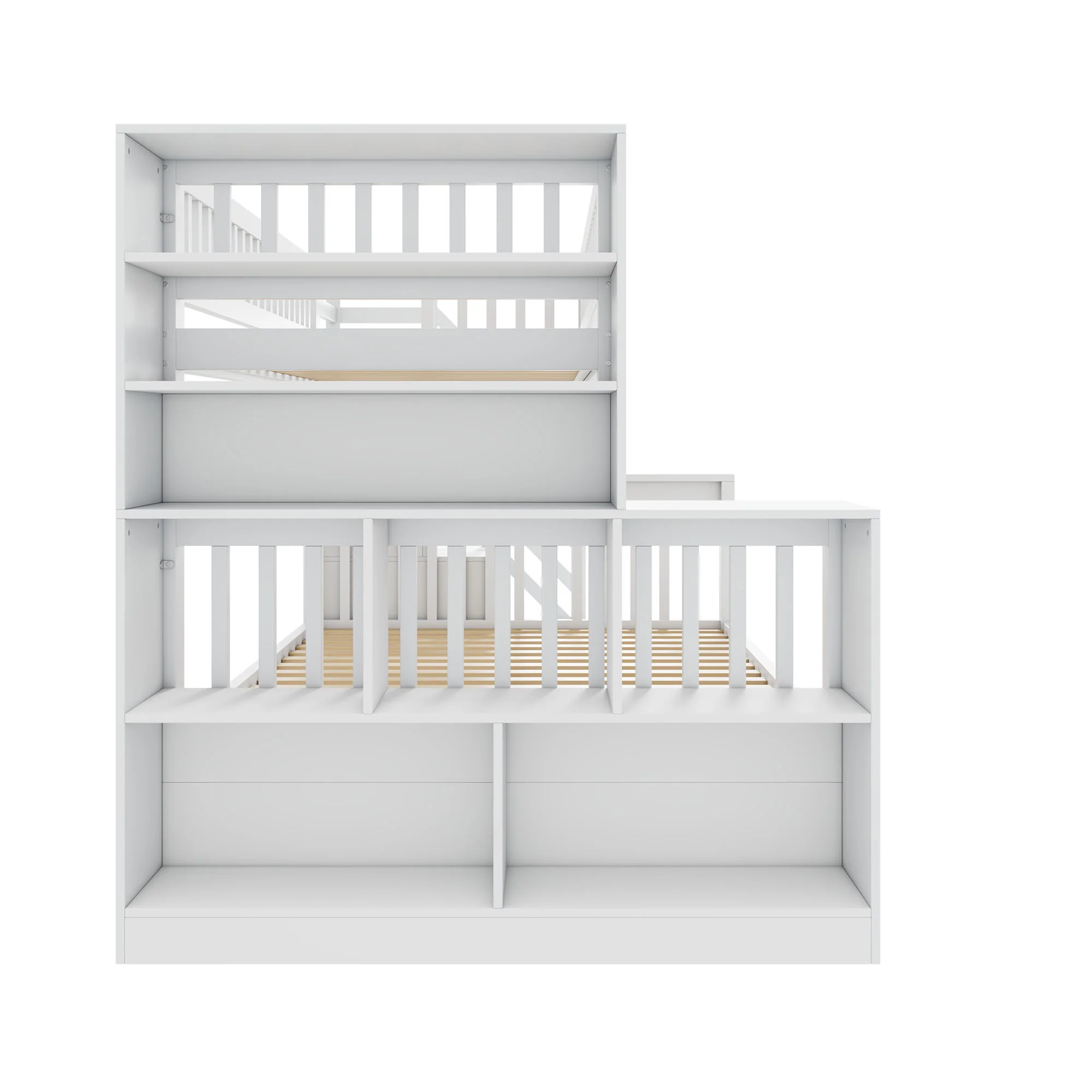 House Bunk Bed Multifunctional Graffiti Board Stairs Storage Drawers 140x200 & 90x200 - White - Image 9