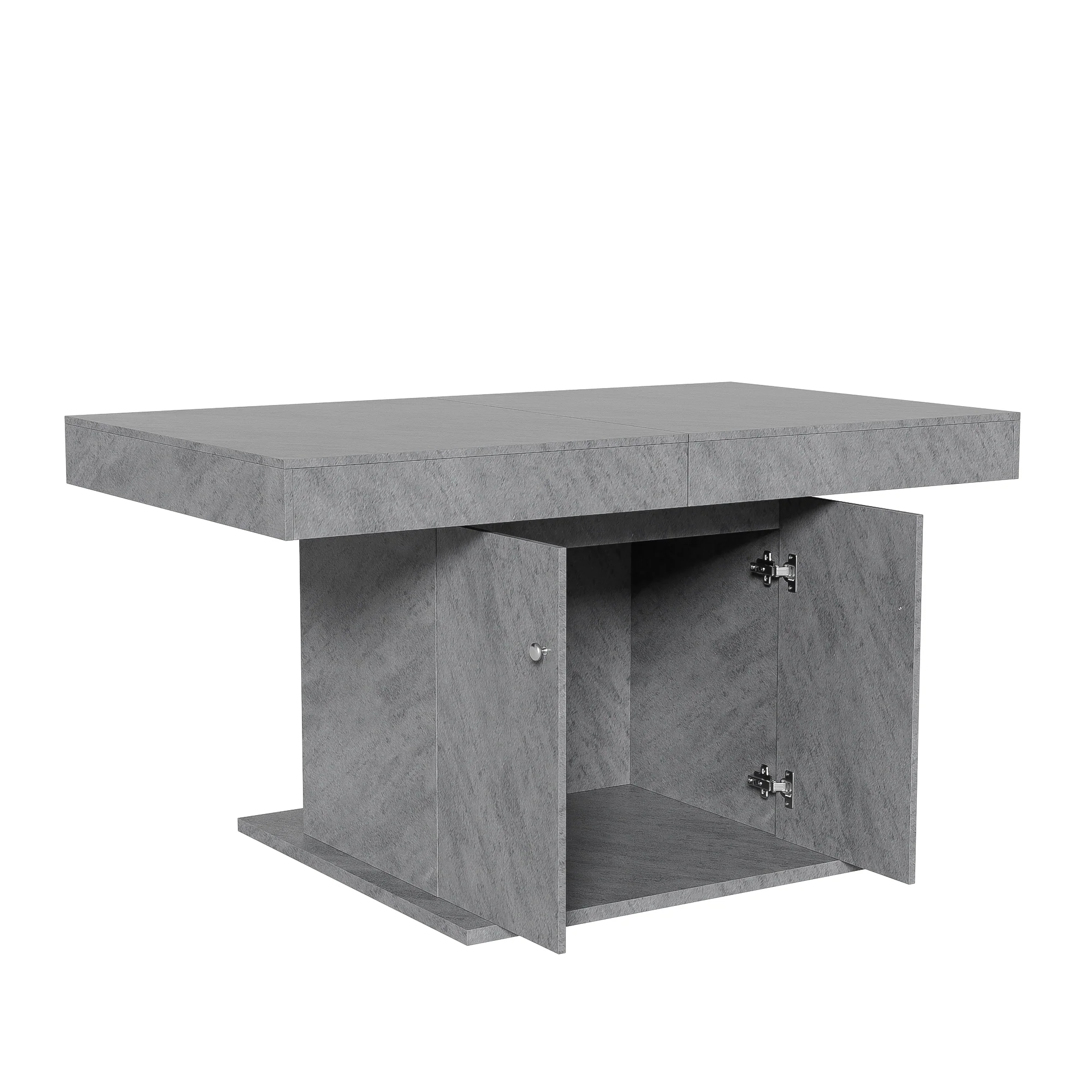 Grey Extendable Multifunctional Dining Table with Storage - Image 2
