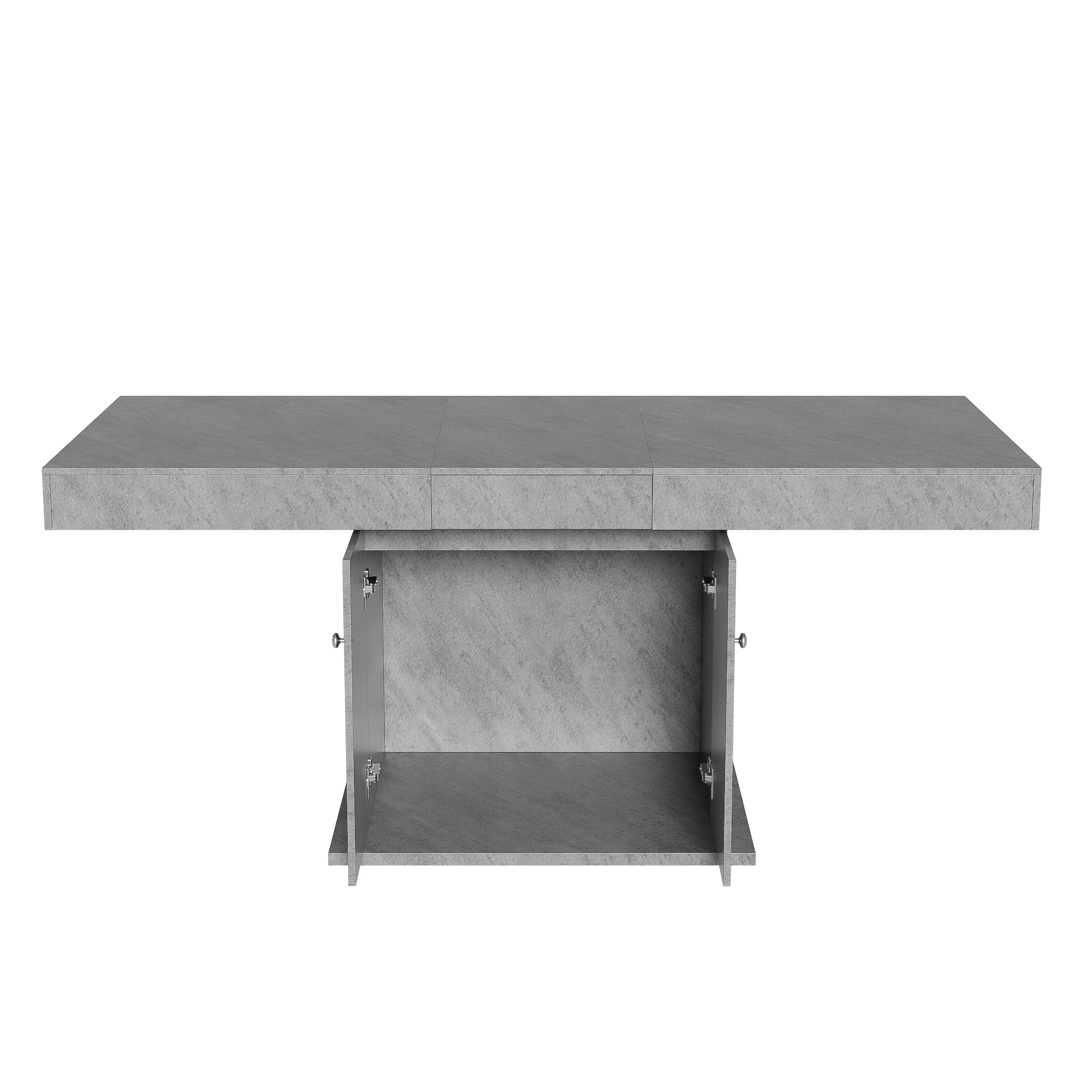 Grey Extendable Multifunctional Dining Table with Storage - Image 4
