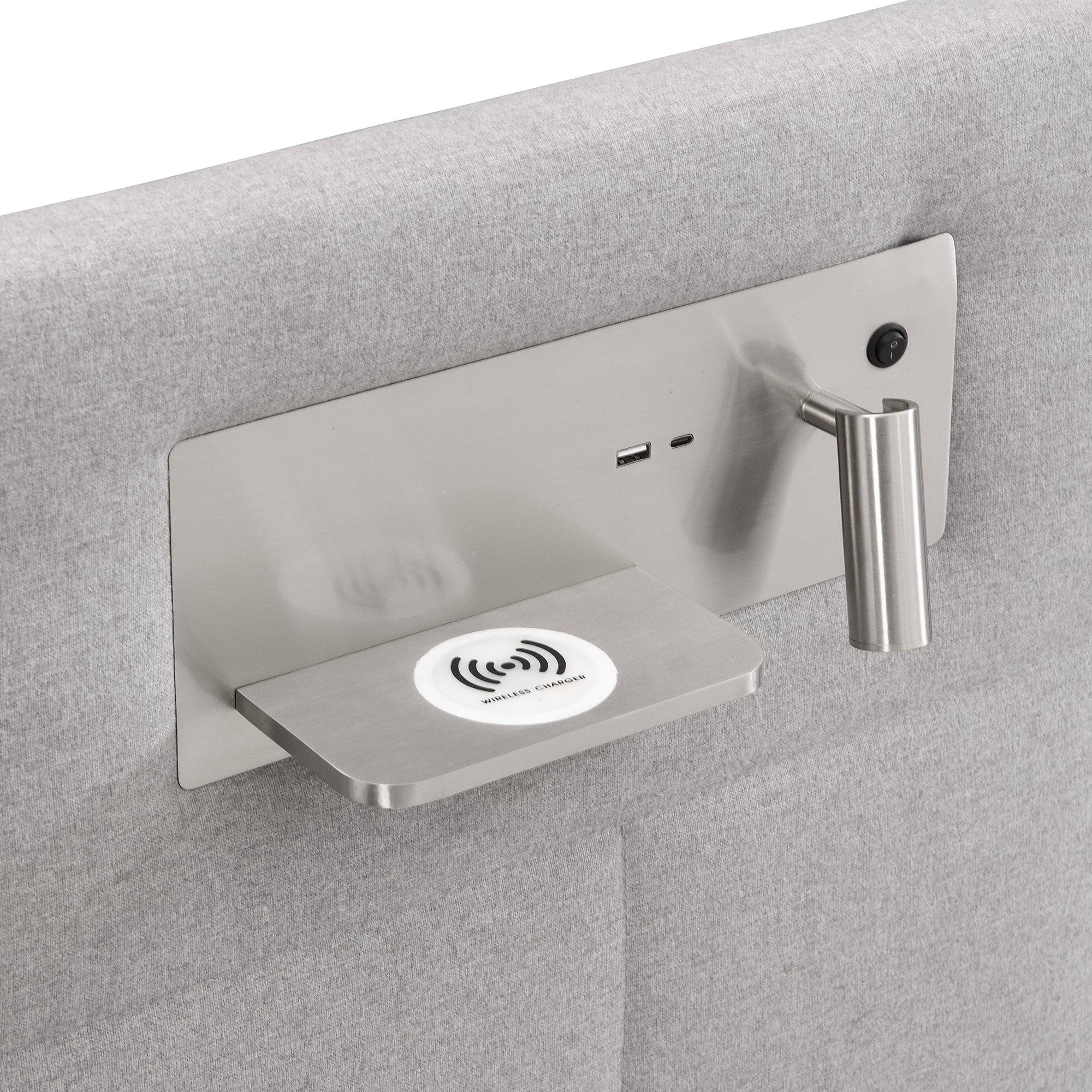 Upholstered Bed with Hydraulic Storage, USB Charging & LED Headboard, Grey - Image 4