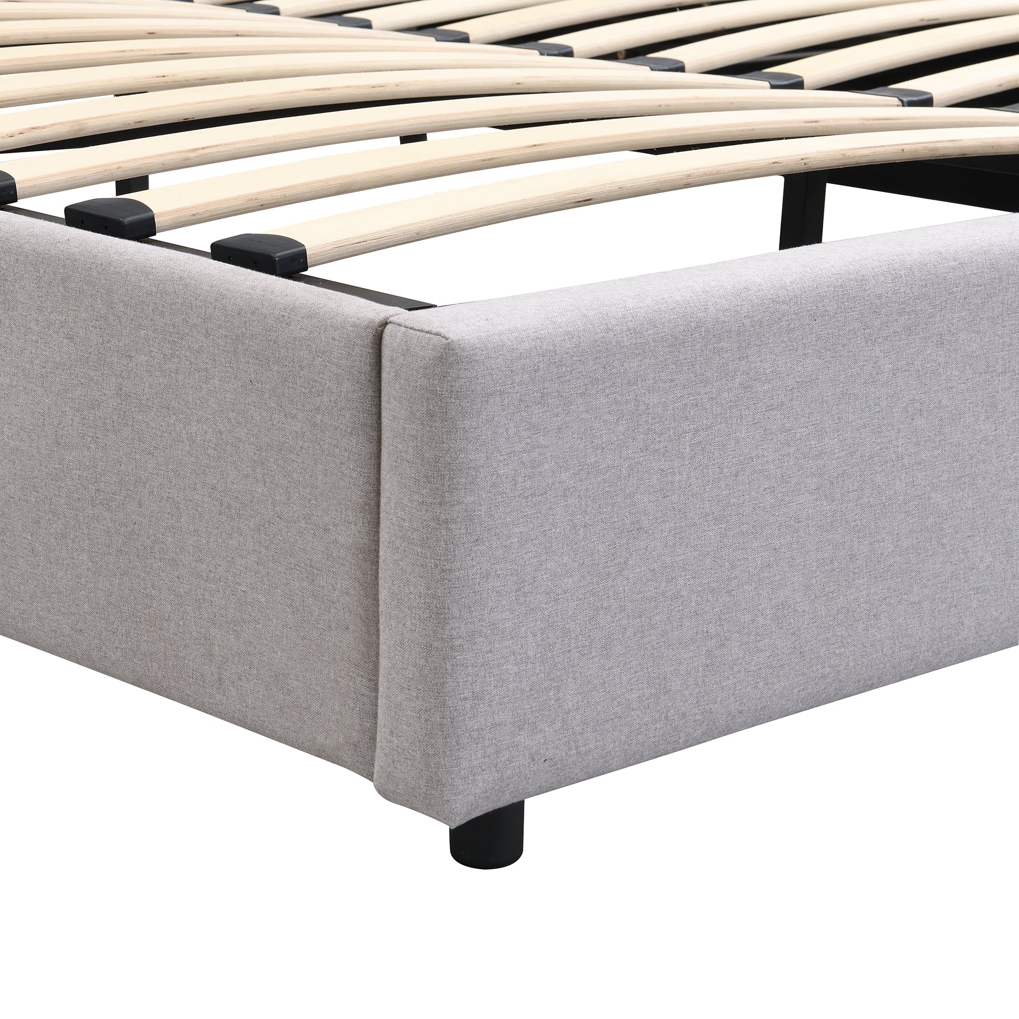 Upholstered Bed with Hydraulic Storage, USB Charging & LED Headboard, Grey - Image 5