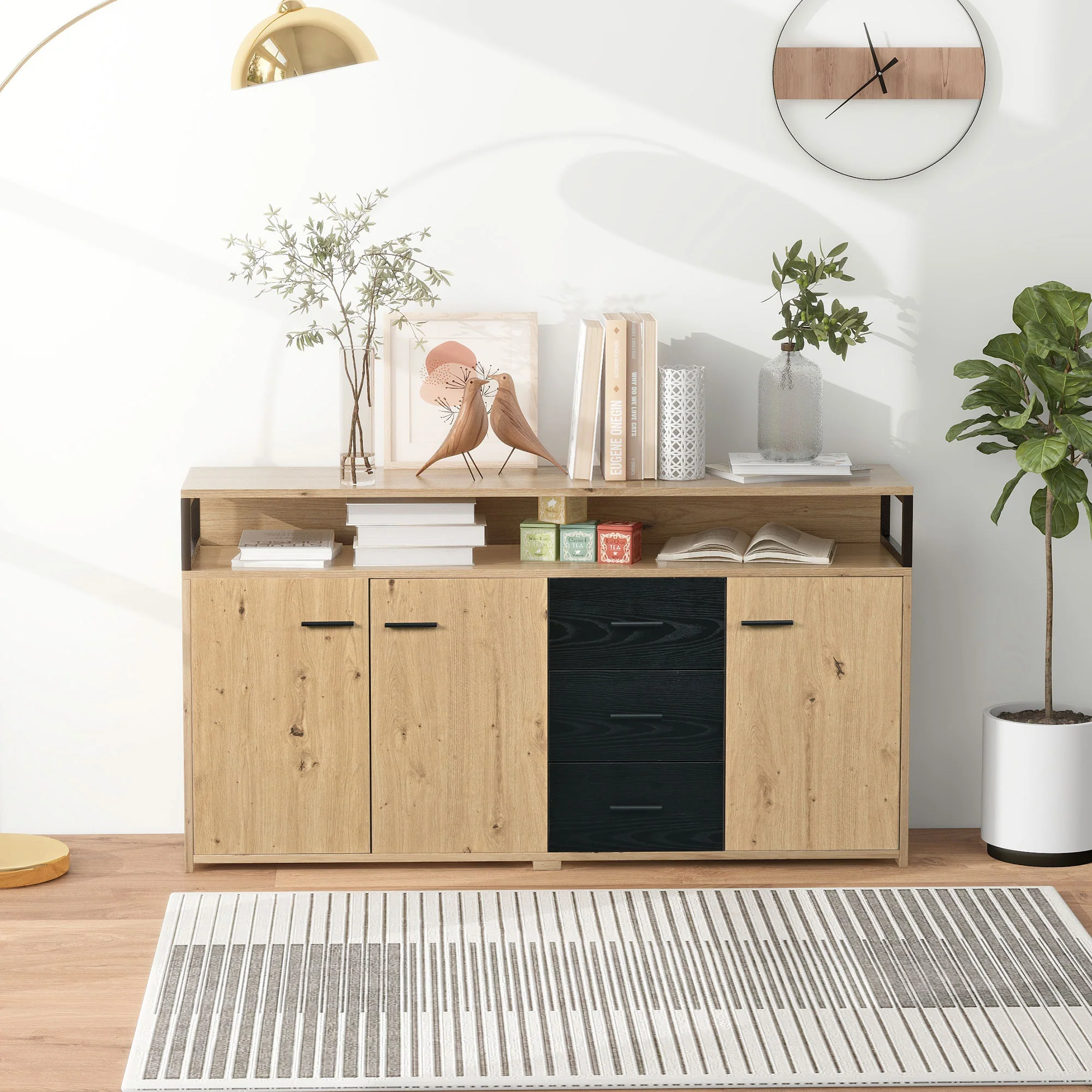 Industrial Sideboard, 3 Doors 3 Drawers, Metal Handles - Image 7