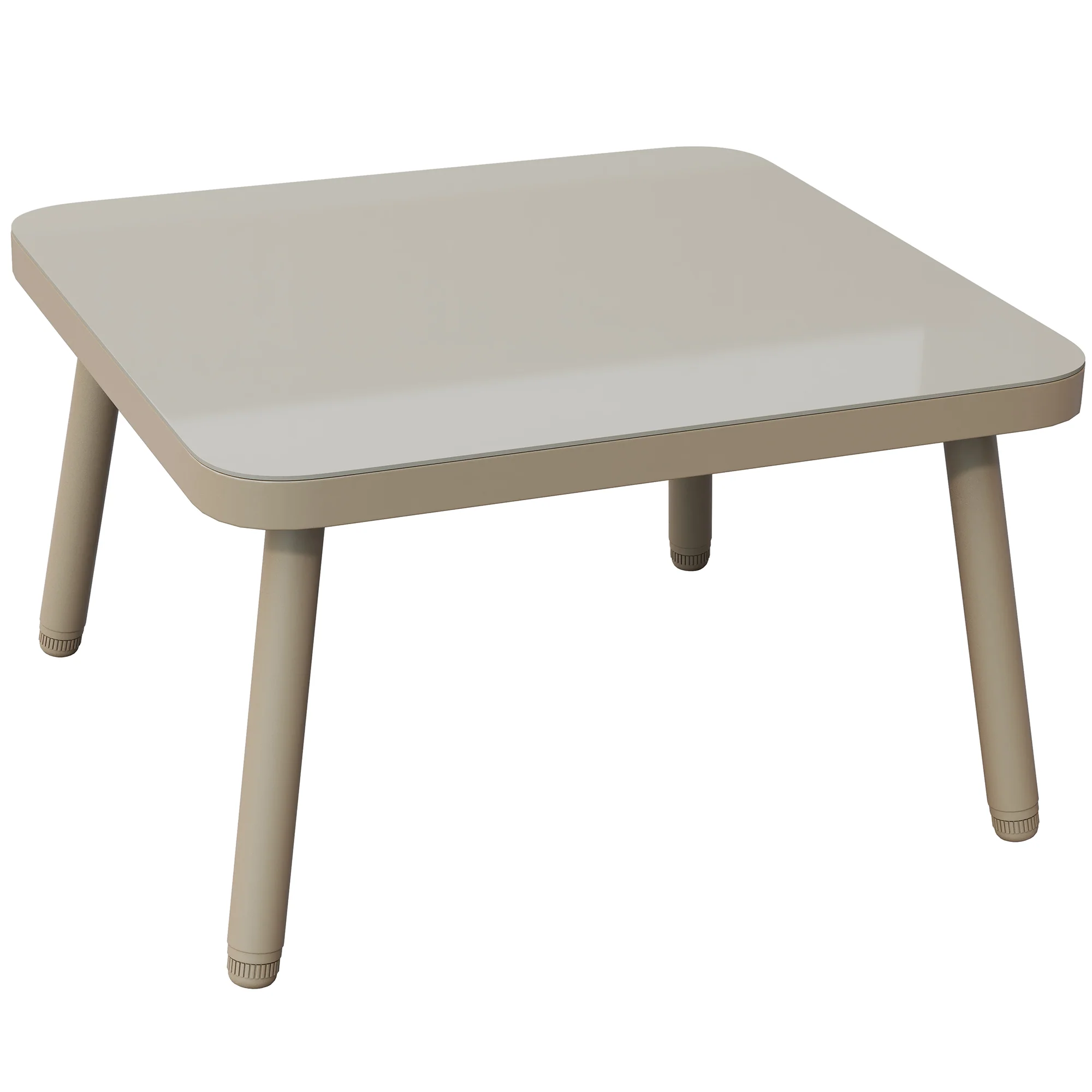 Iron Garden Lounge Set L-Shaped with Seat Cushions, 2 Sofas & 1 Table, Khaki - Image 9