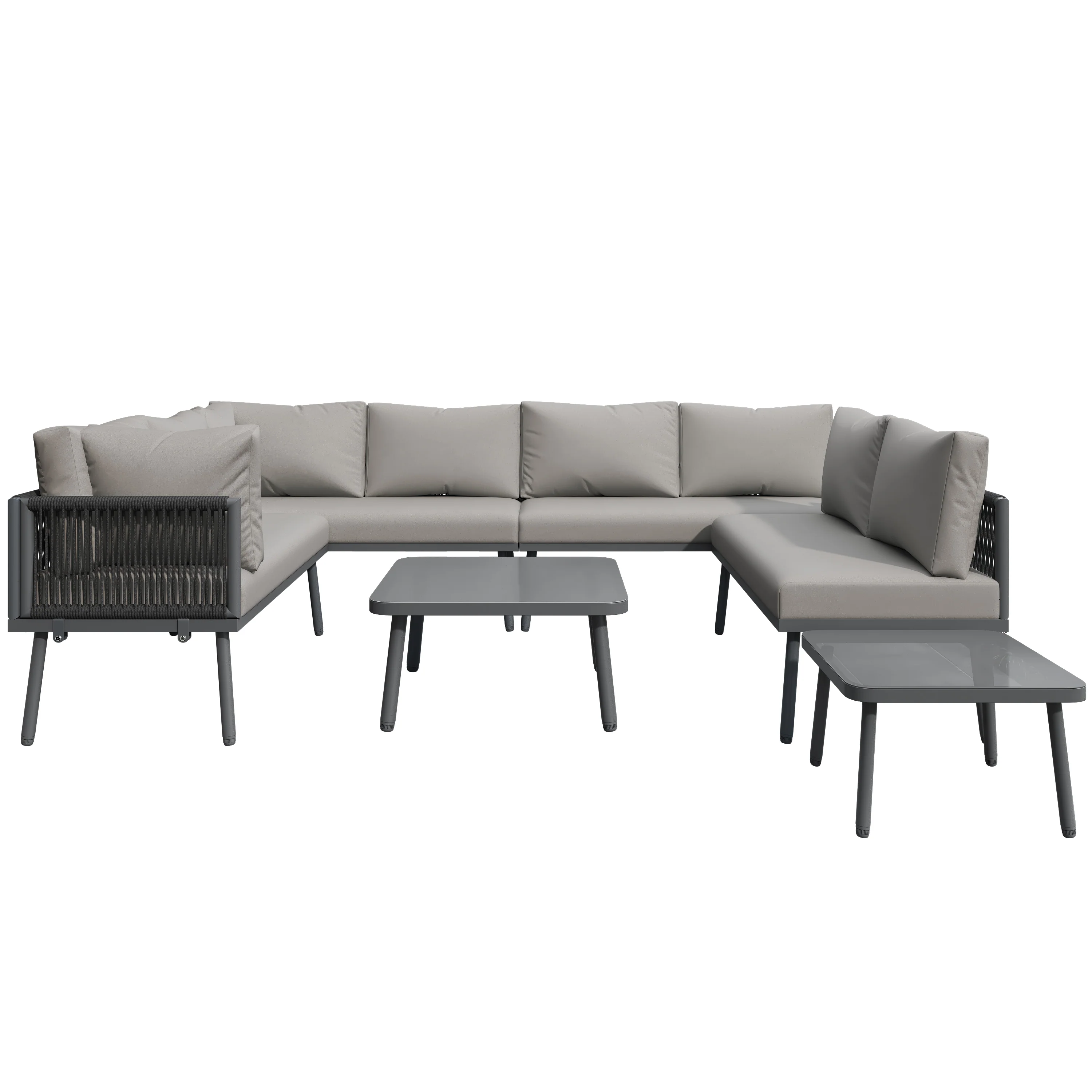 Iron Garden Lounge Set U-Shaped Corner Sofa 8-Seater 2 Tables - Various - Image 3