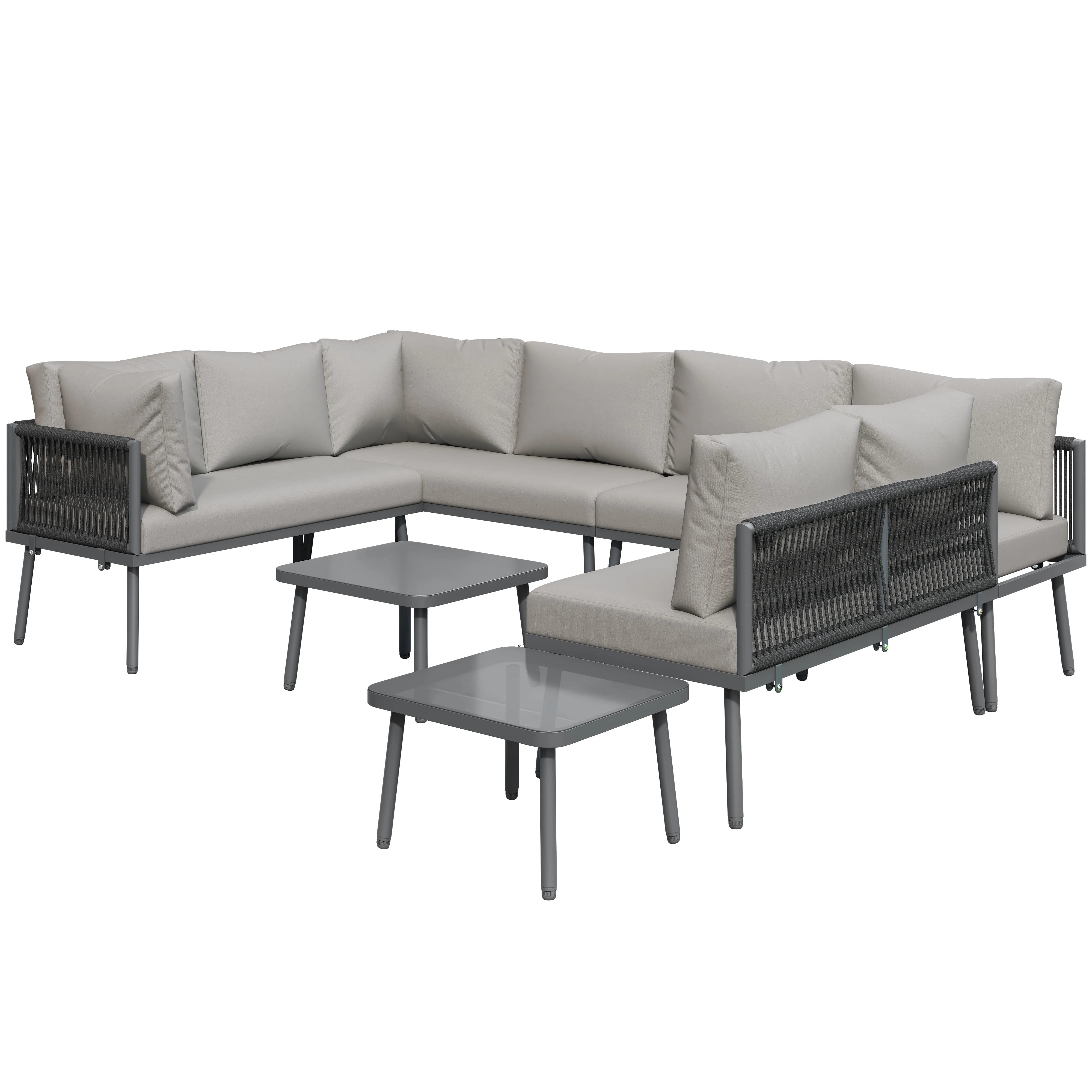 Iron Garden Lounge Set U-Shaped Corner Sofa 8-Seater 2 Tables - Various - Image 5