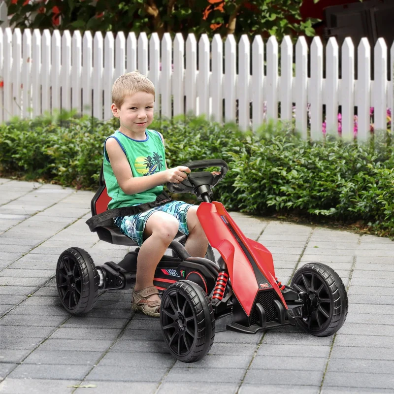 Kids Electric Go Kart, 12V Racing 2-Speed - Red - Image 2