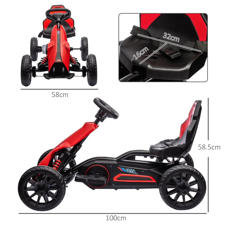 Kids Electric Go Kart, 12V Racing 2-Speed - Red - Image 3