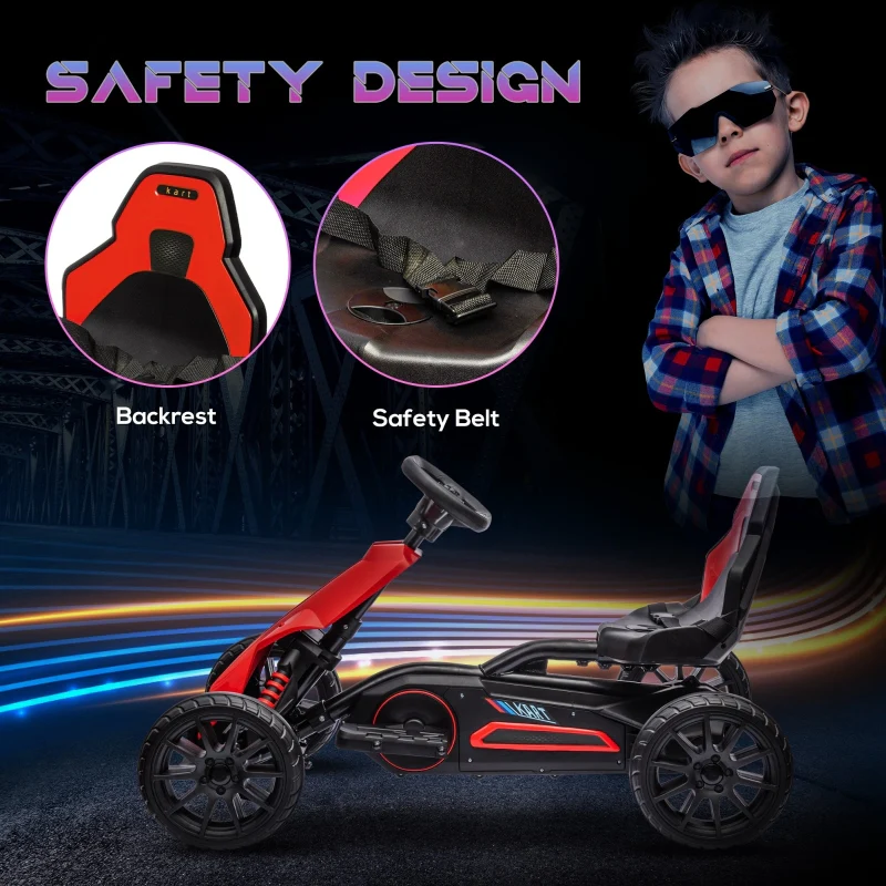Kids Electric Go Kart, 12V Racing 2-Speed - Red - Image 6