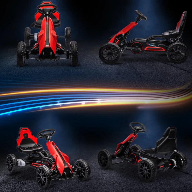Kids Electric Go Kart, 12V Racing 2-Speed - Red - Image 8