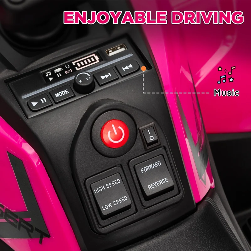 Kids Electric Ride on ATV, 12V Battery-Powered Quad Bike with Spring Suspension, Pink - Image 7