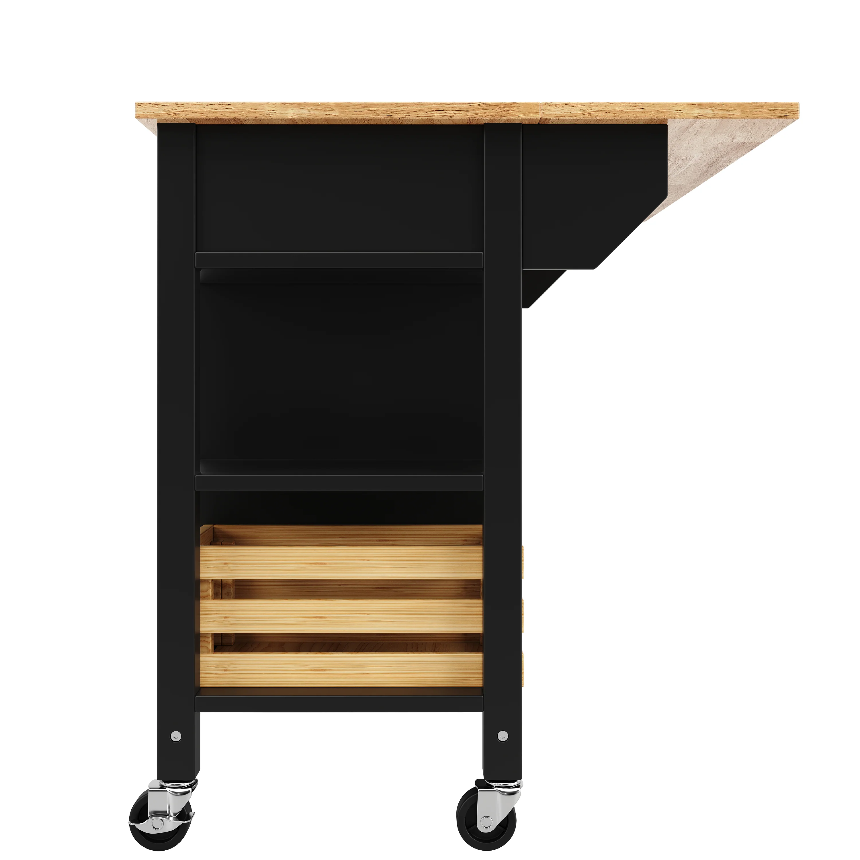 Kitchen Island 120x45x90cm Multifunctional Dining Cabinet Storage Basket - Black - Image 9