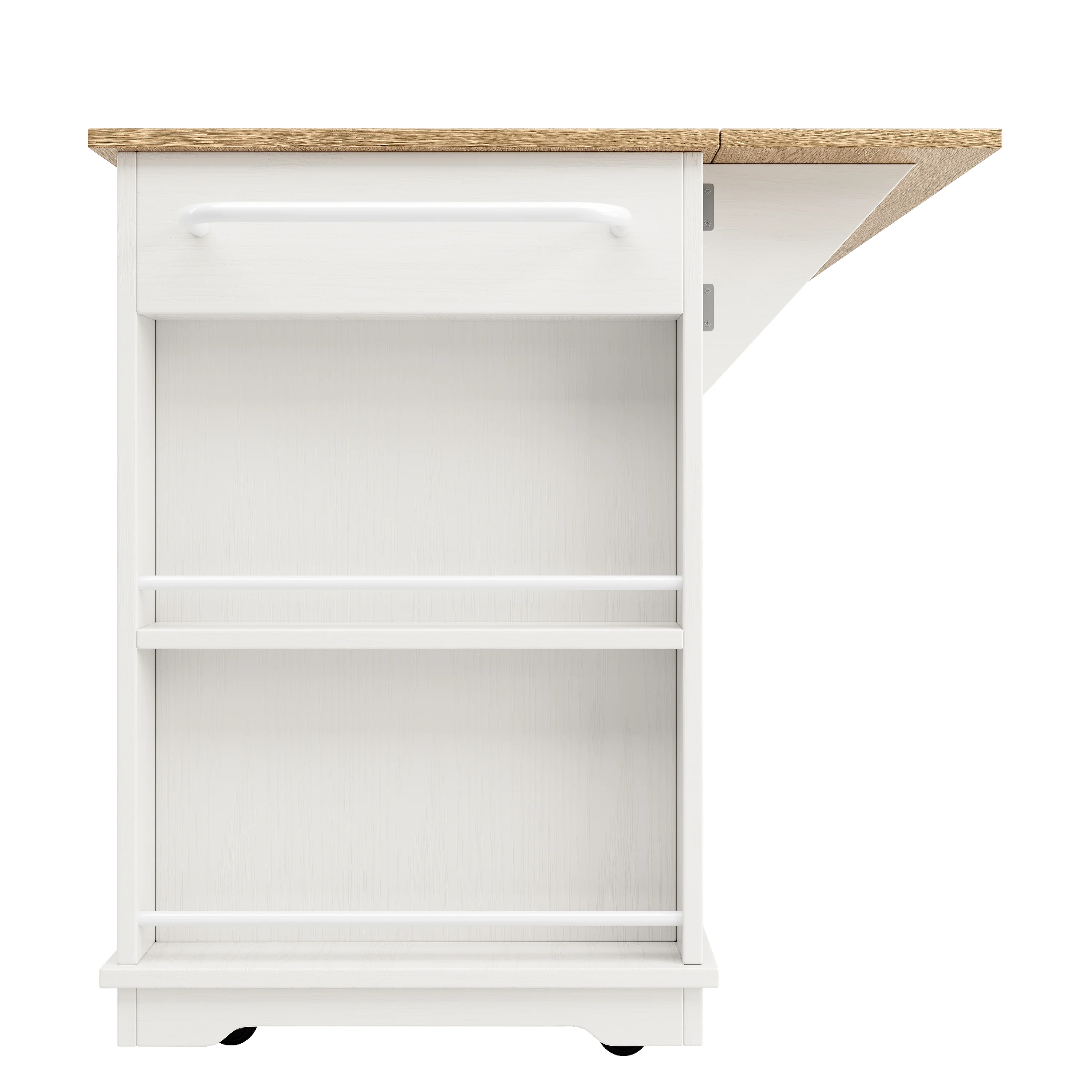 Kitchen Island Cabinet Tempered Glass Worktop Storage - White - Image 10