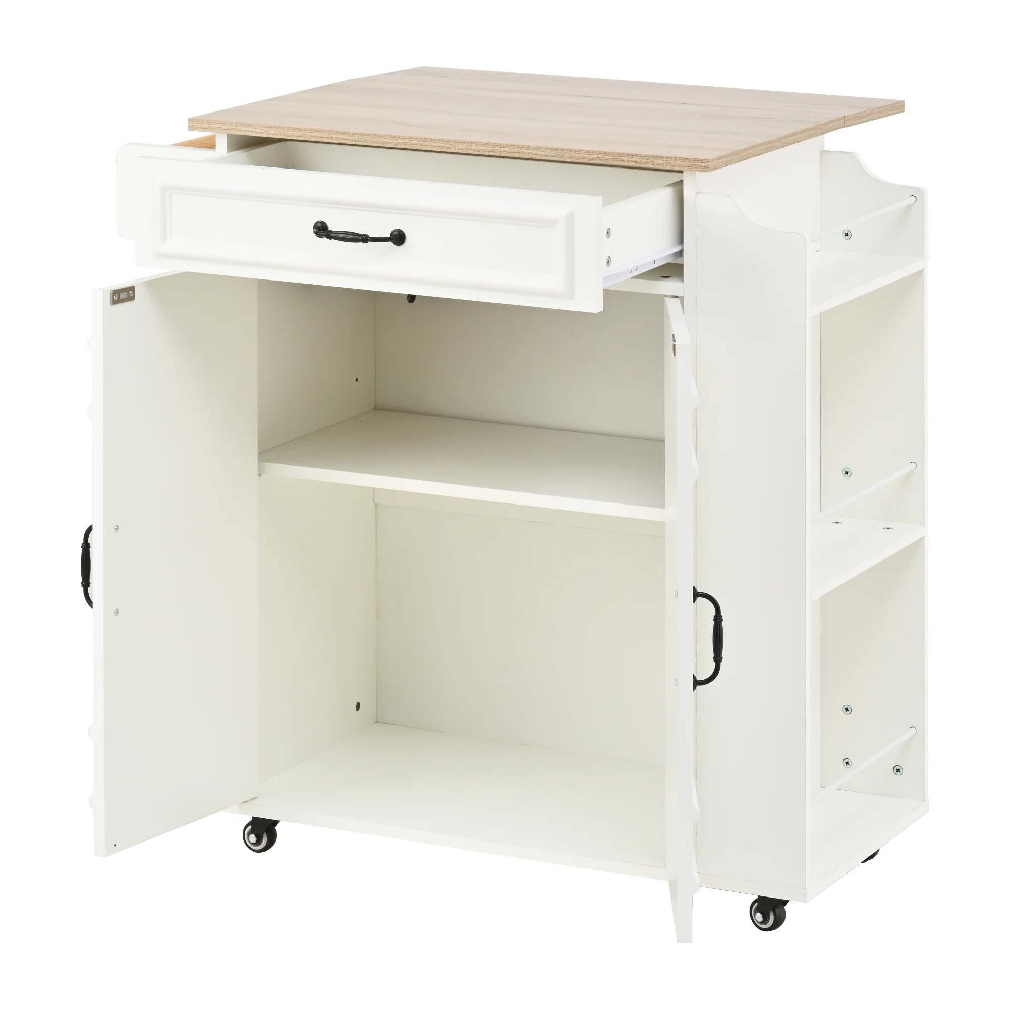 Kitchen Island Rolling Folding Worktop Storage Spice Rack - Image 7