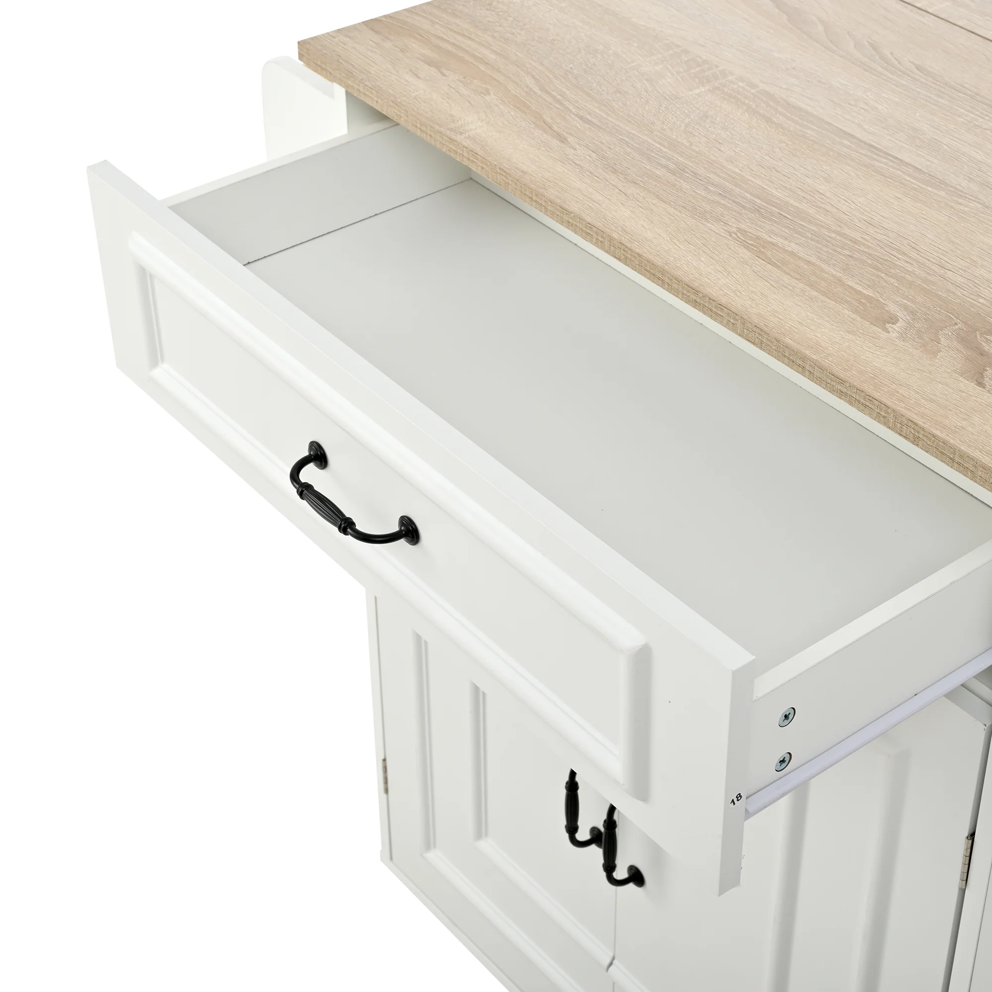 Kitchen Island with Power Outlet, Storage & Work Surface - White - Image 10