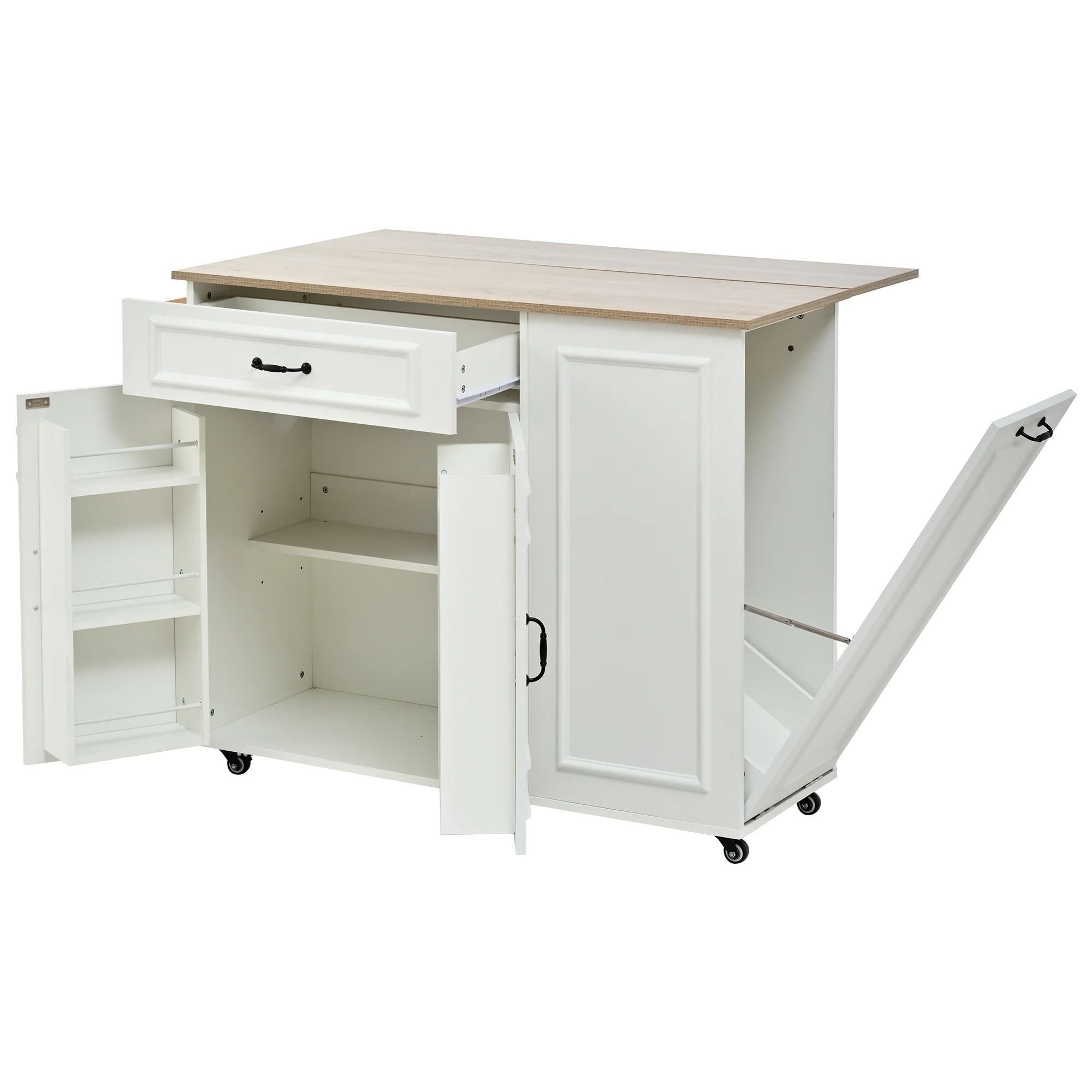 Kitchen Island with Power Outlet, Storage & Work Surface - White - Image 9