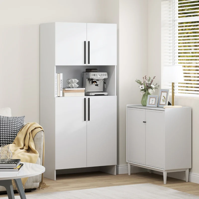 Kitchen Pantry Cabinet Shelves Microwave Shelf - White - Image 6