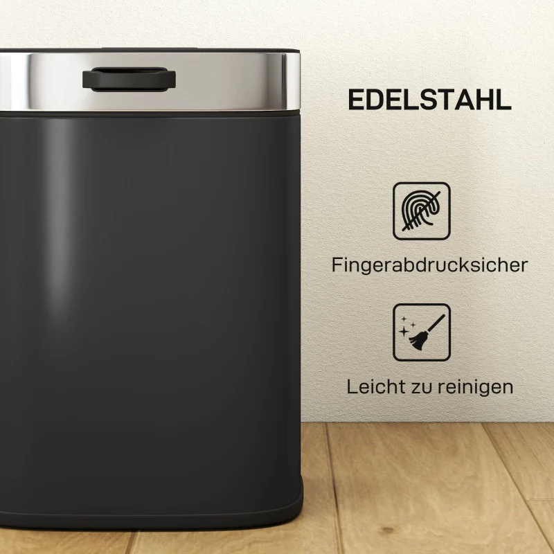 Kitchen Waste Bin Stay-Open Lid Inner Bucket - Black - Image 6